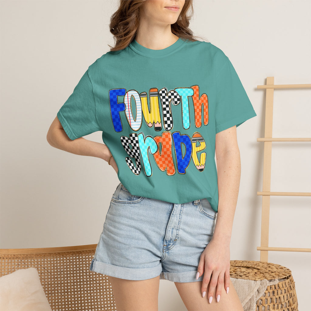 Fourth Grade T-Shirt — Colorful Retro Lettering Tee for Kids