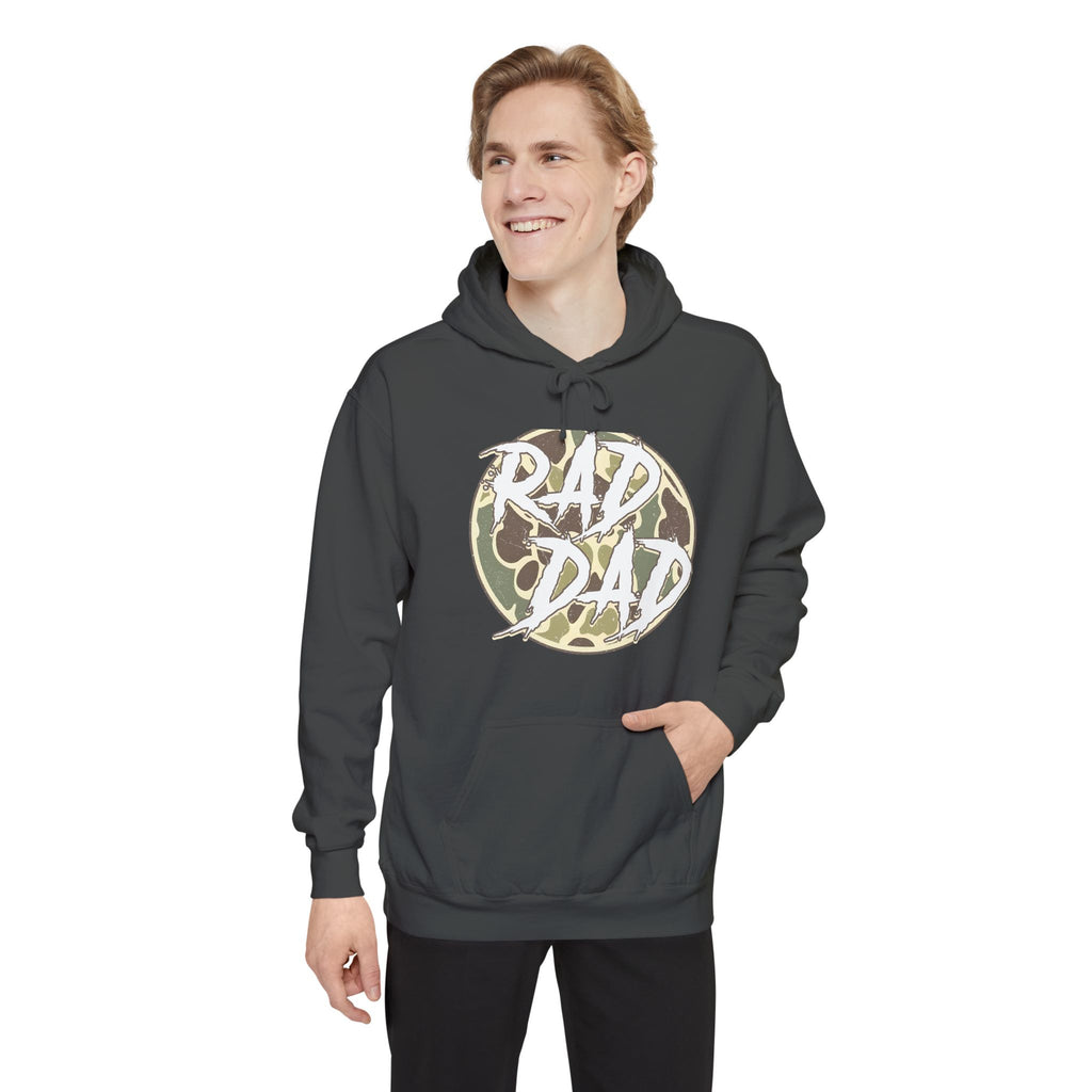 Rad Dad Hoodie — Camo Logo Pullover for Cool Dads, Father’s Day Gift