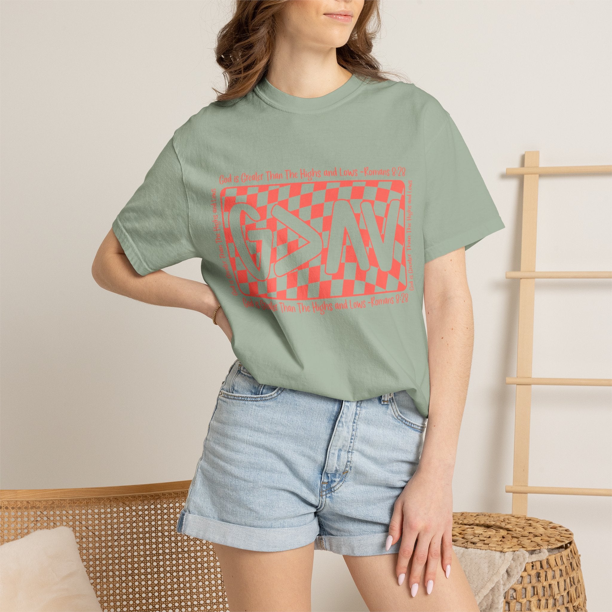Grateful Dead Vibes Checkerboard Graphic T‑Shirt — 'G?AV' Retro Band Tee
