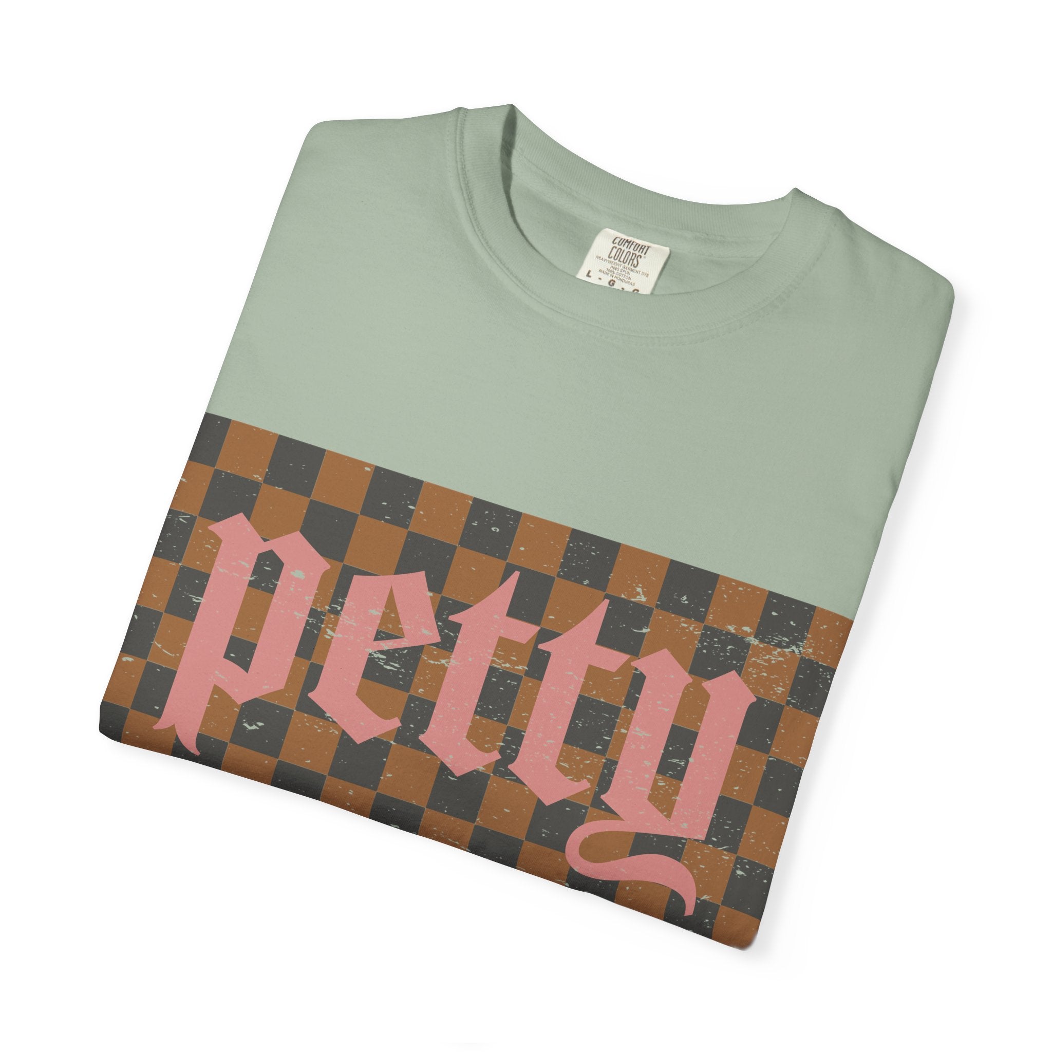 Pretty Checkerboard T-Shirt — Vintage Gothic Script Graphic Tee