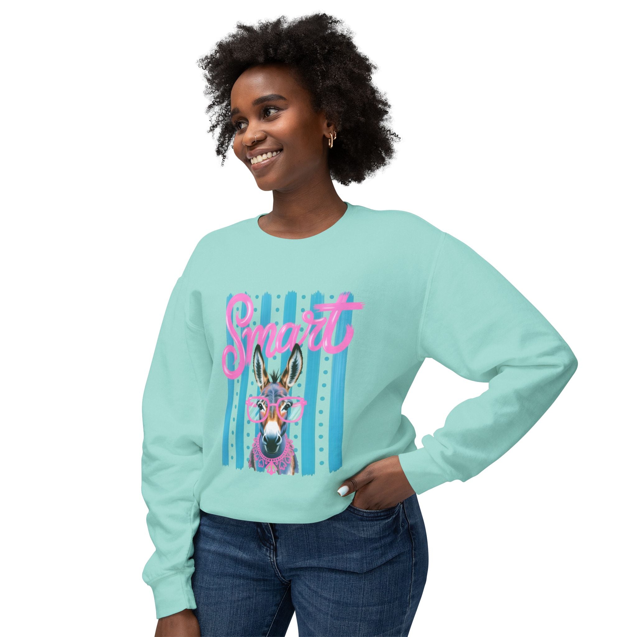 Donkey Sweet Crewneck Sweatshirt — 'Sweet' Colorful Donkey Graphic