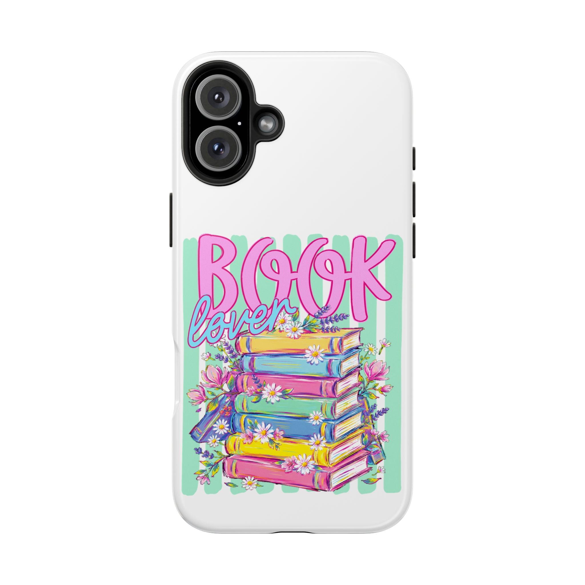 Book Lover Tough Phone Case — Colorful Stack of Books Floral Design
