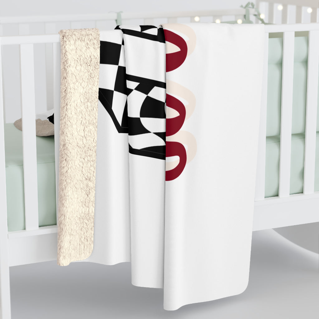 Sherpa Fleece Blanket — '00s Sooner Design (Checkered Number & Script)