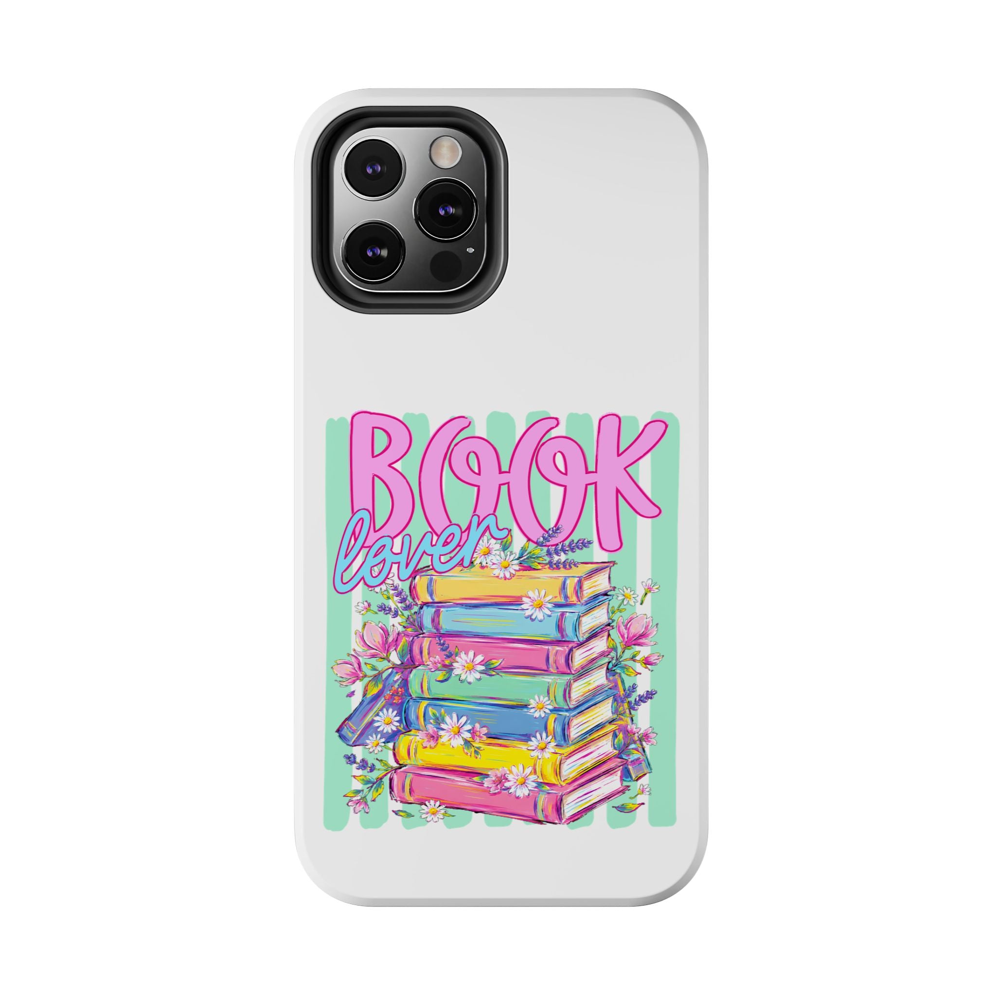 Book Lover Tough Phone Case — Colorful Stack of Books Floral Design