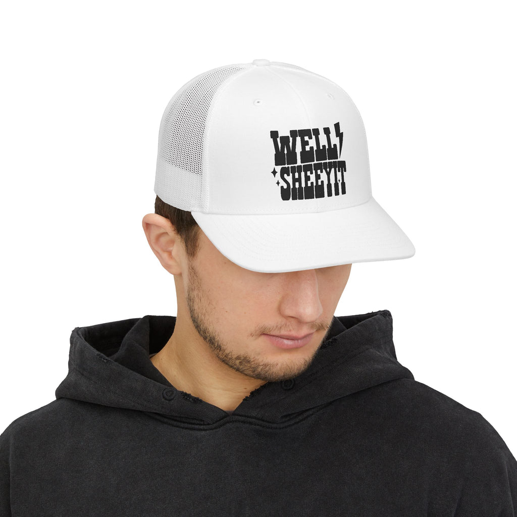 Well Sheetit Trucker Cap — Funny Retro Lightning Snapback Hat