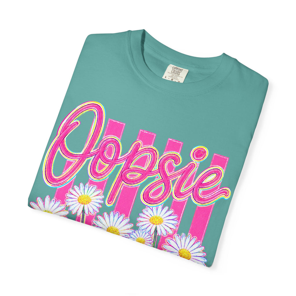 Oopsie Daisy T-Shirt — Retro Pink Stripes & Daisies Graphic Tee