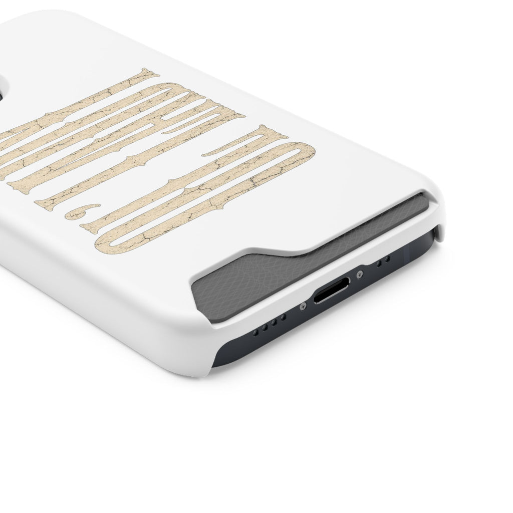 Card Holder Phone Case — Vintage Beige 'Old Soul' Typography