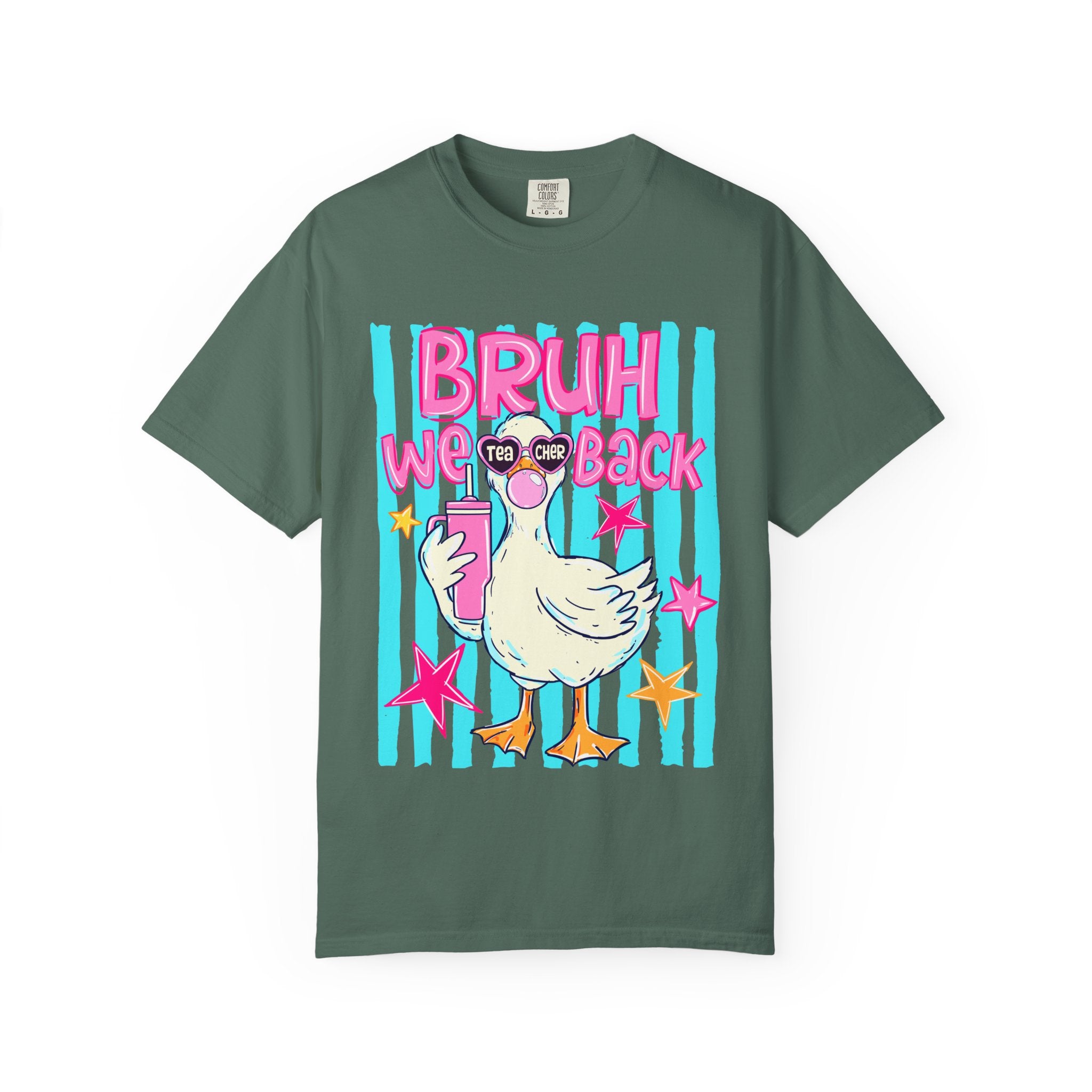 T‑Shirt — 'Bruh We Back' Duck Graphic Tee (Retro Pastel Streetwear)