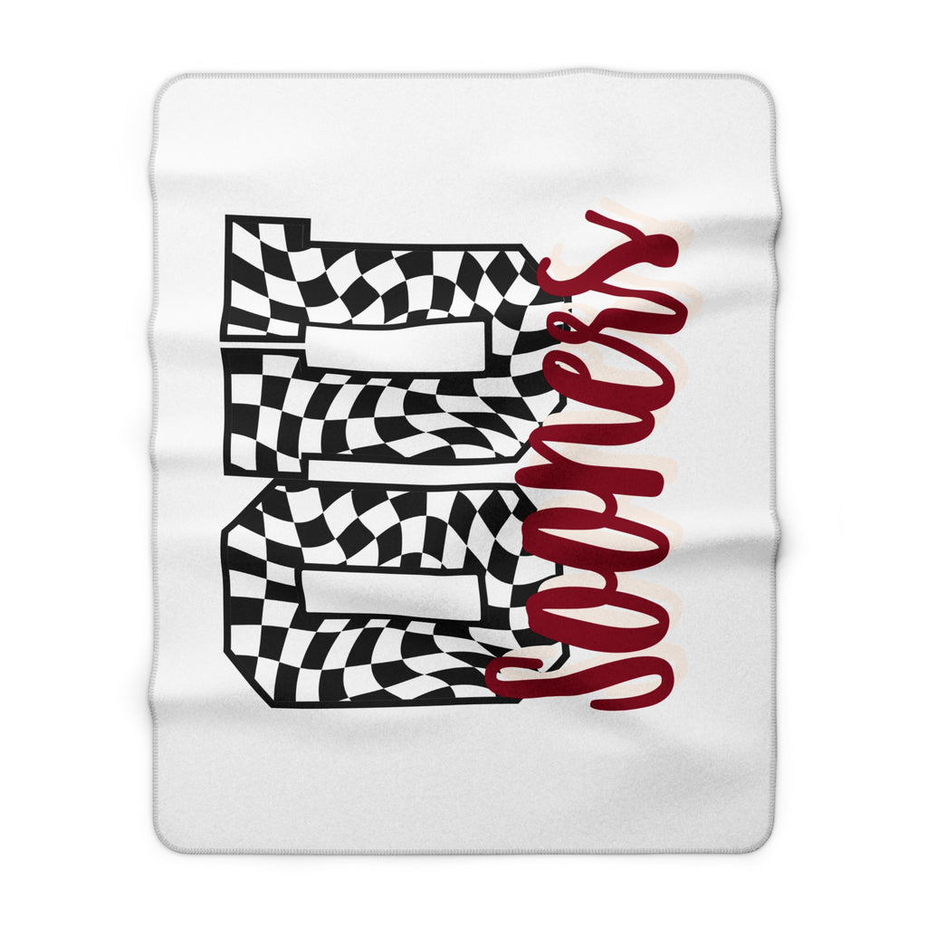 Sherpa Fleece Blanket — '00s Sooner Design (Checkered Number & Script)