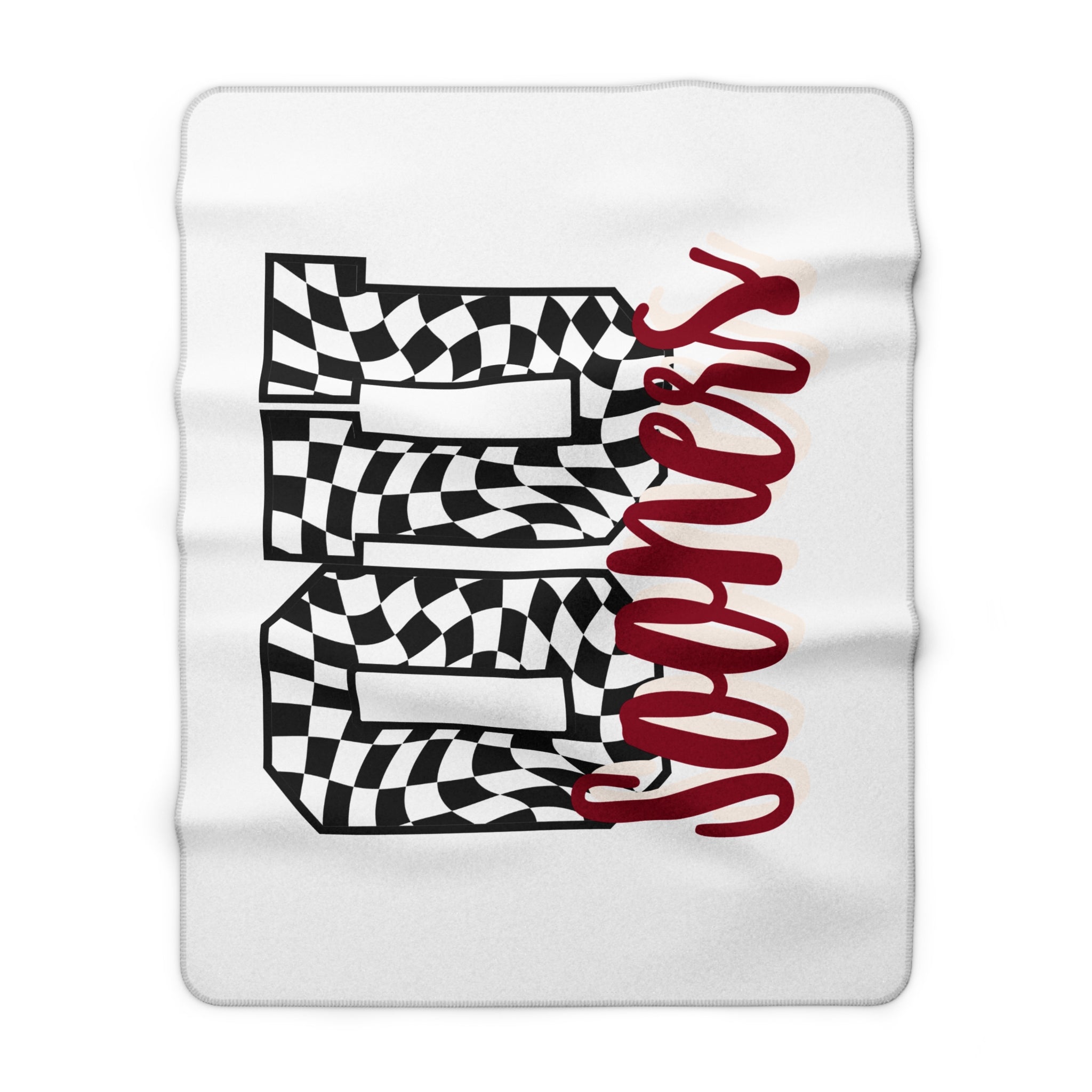 Sherpa Fleece Blanket — '00s Sooner Design (Checkered Number & Script)