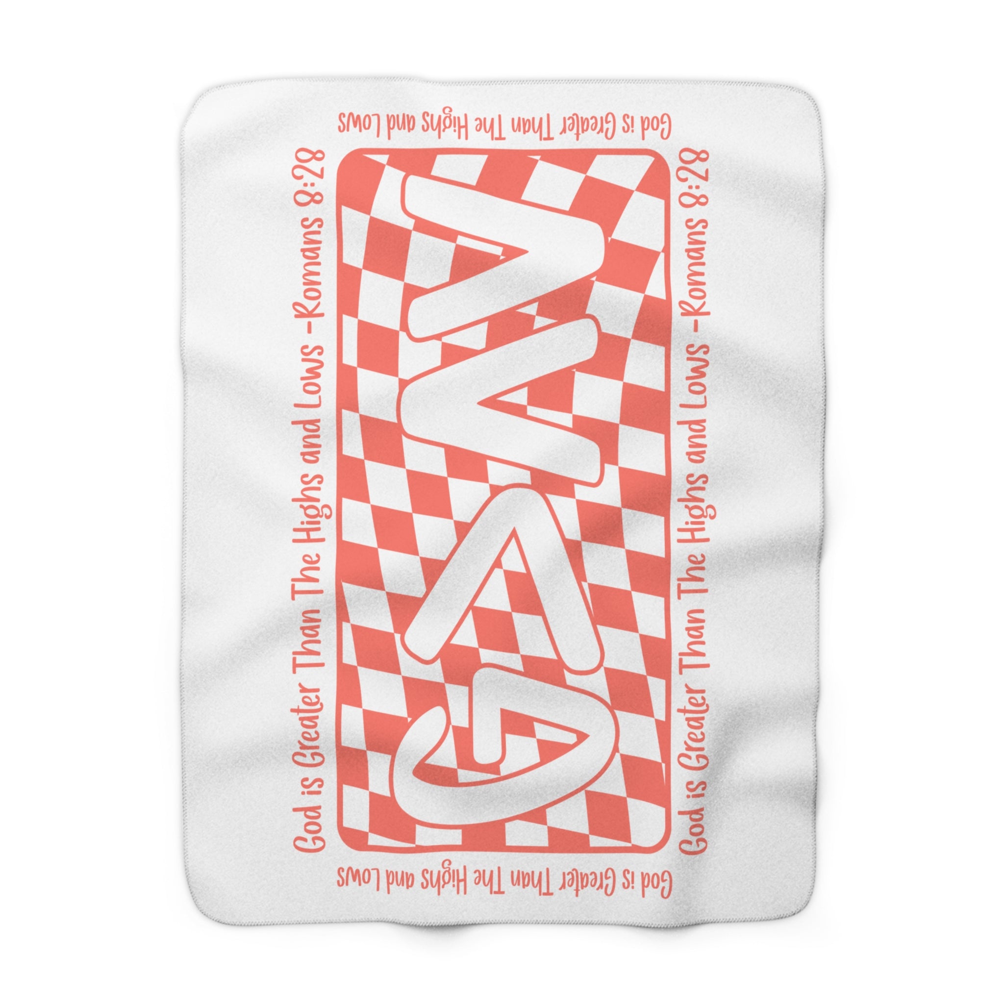 Sherpa Blanket with 'Gave' Retro Checkerboard & Romans 8:28 Scripture