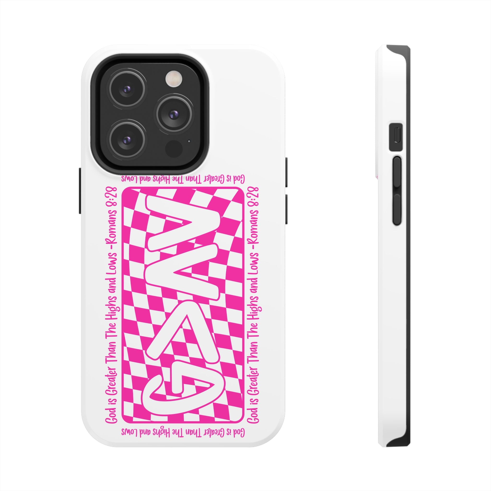 Pink Checker 'GAY' Tough Phone Case — Bold Pride Protective Cover
