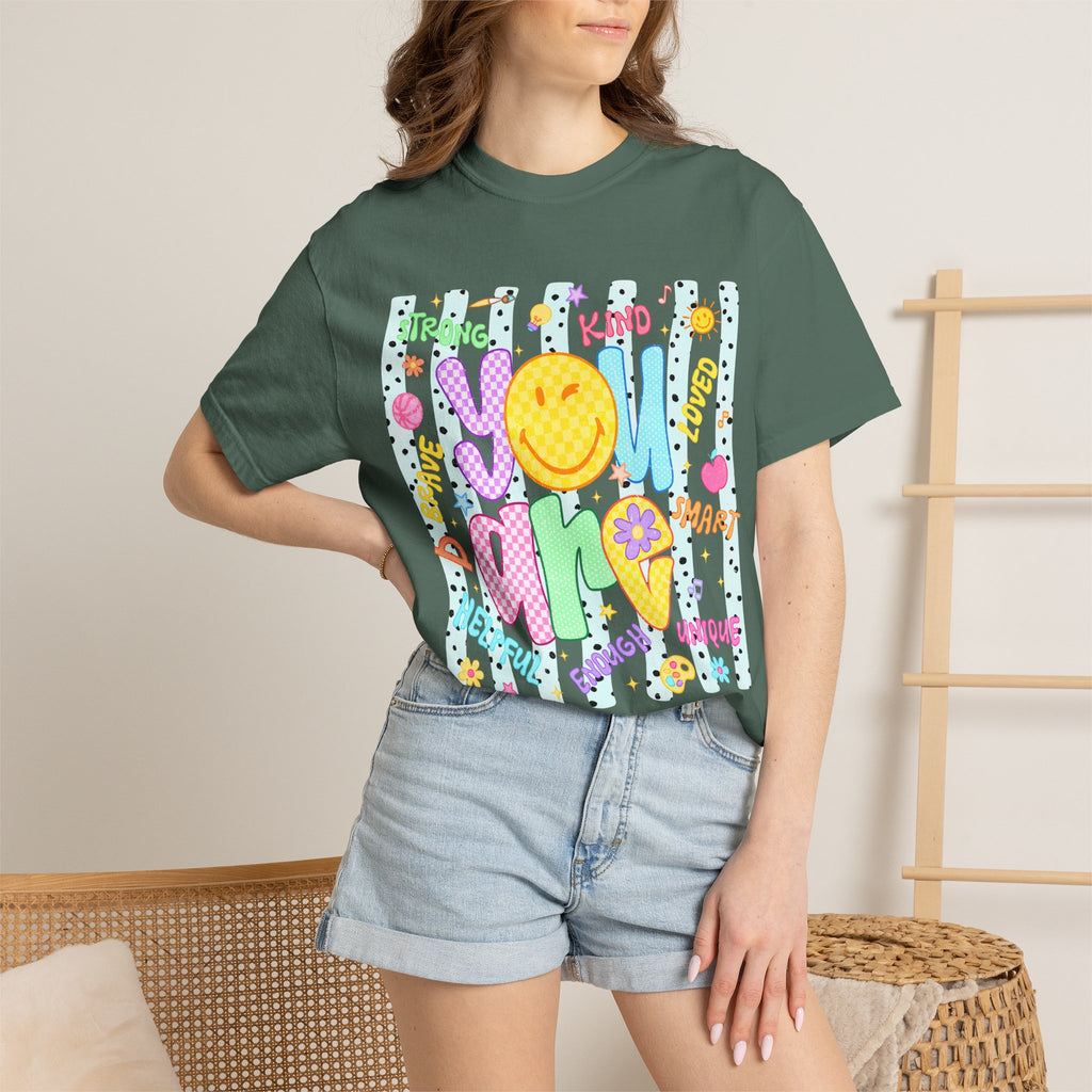 You Are Amazing T-Shirt — Positive Vibes Graphic Tee with Smiley & Kindness Doodle