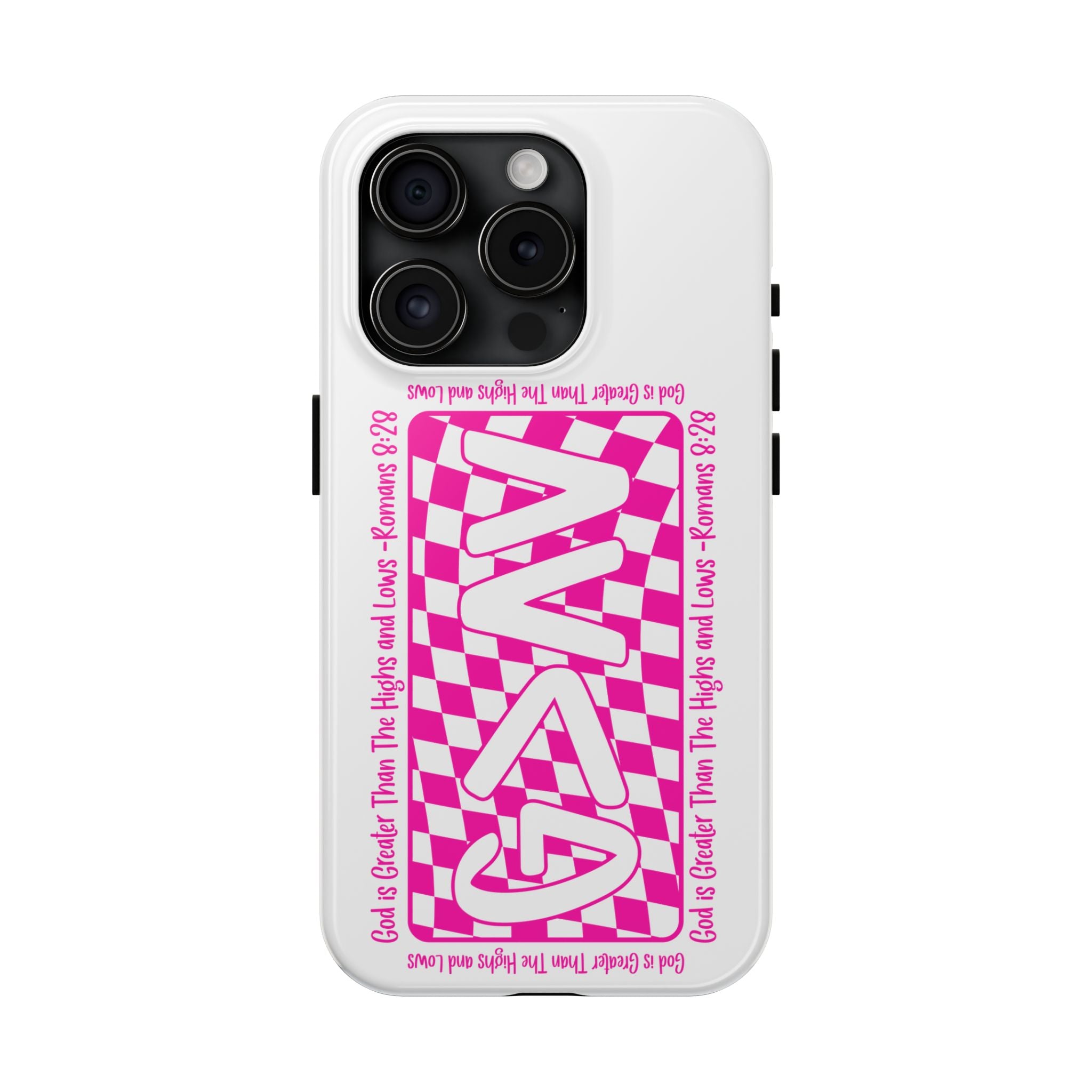 Pink Checker 'GAY' Tough Phone Case — Bold Pride Protective Cover