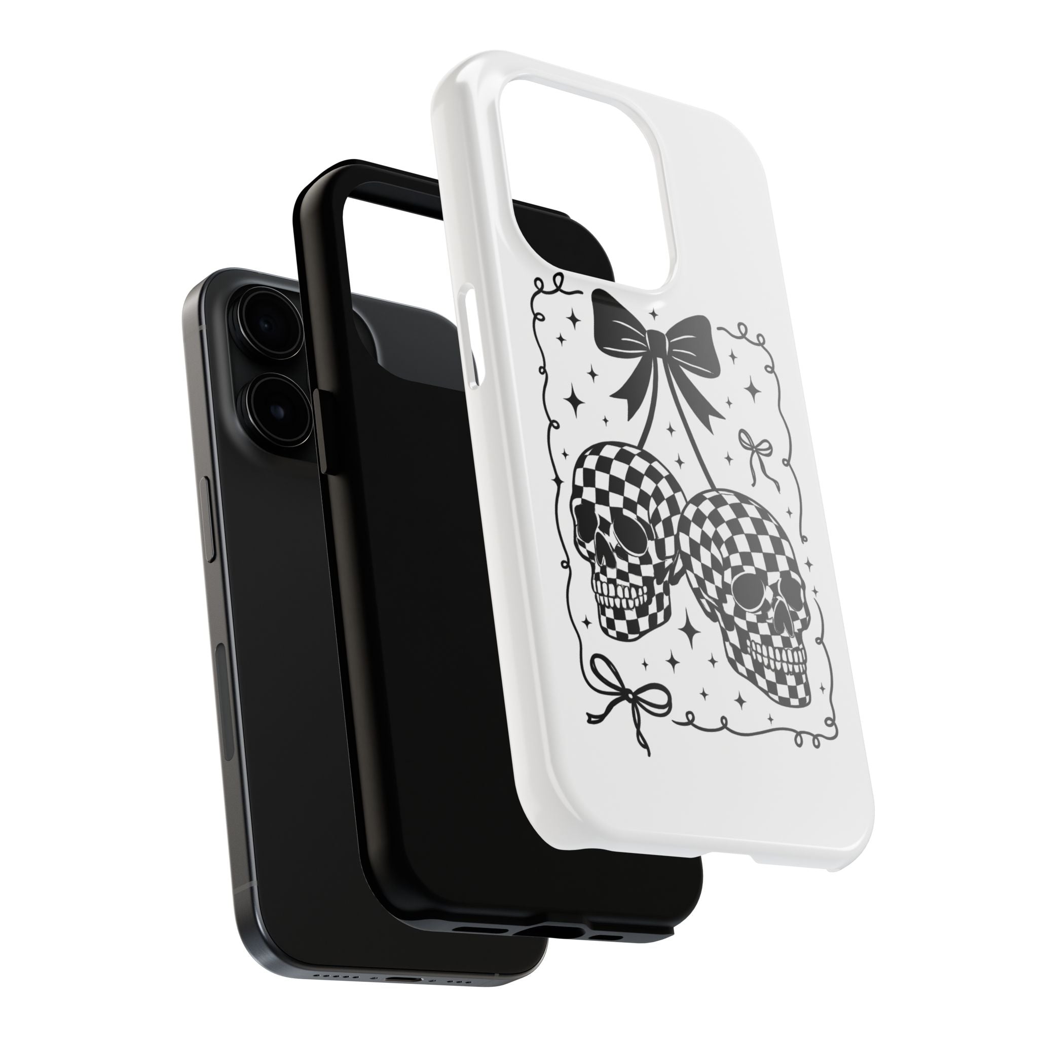 Skull Bow Phone Case - Checkerboard Gothic Tough Phone Case