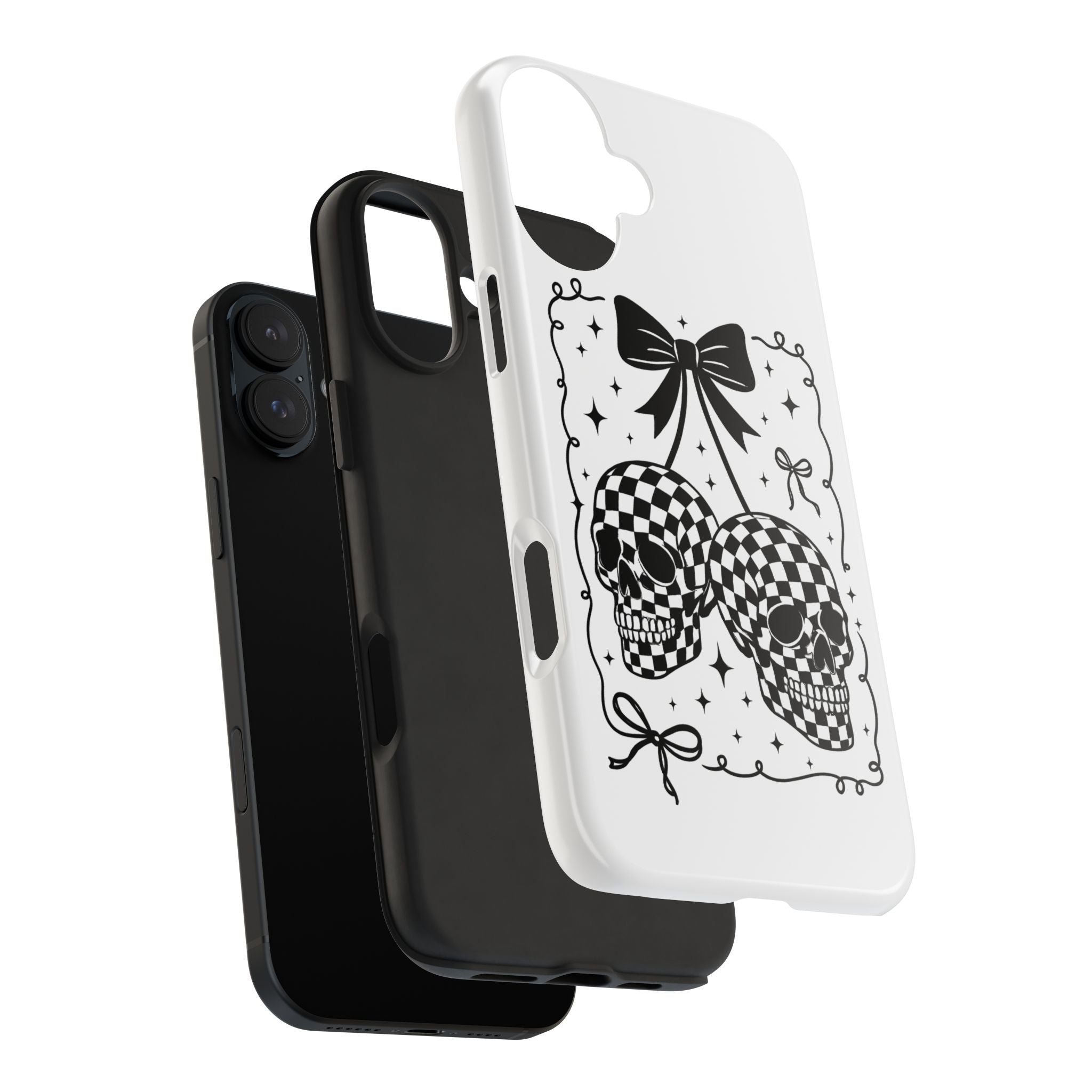 Skull Bow Phone Case - Checkerboard Gothic Tough Phone Case