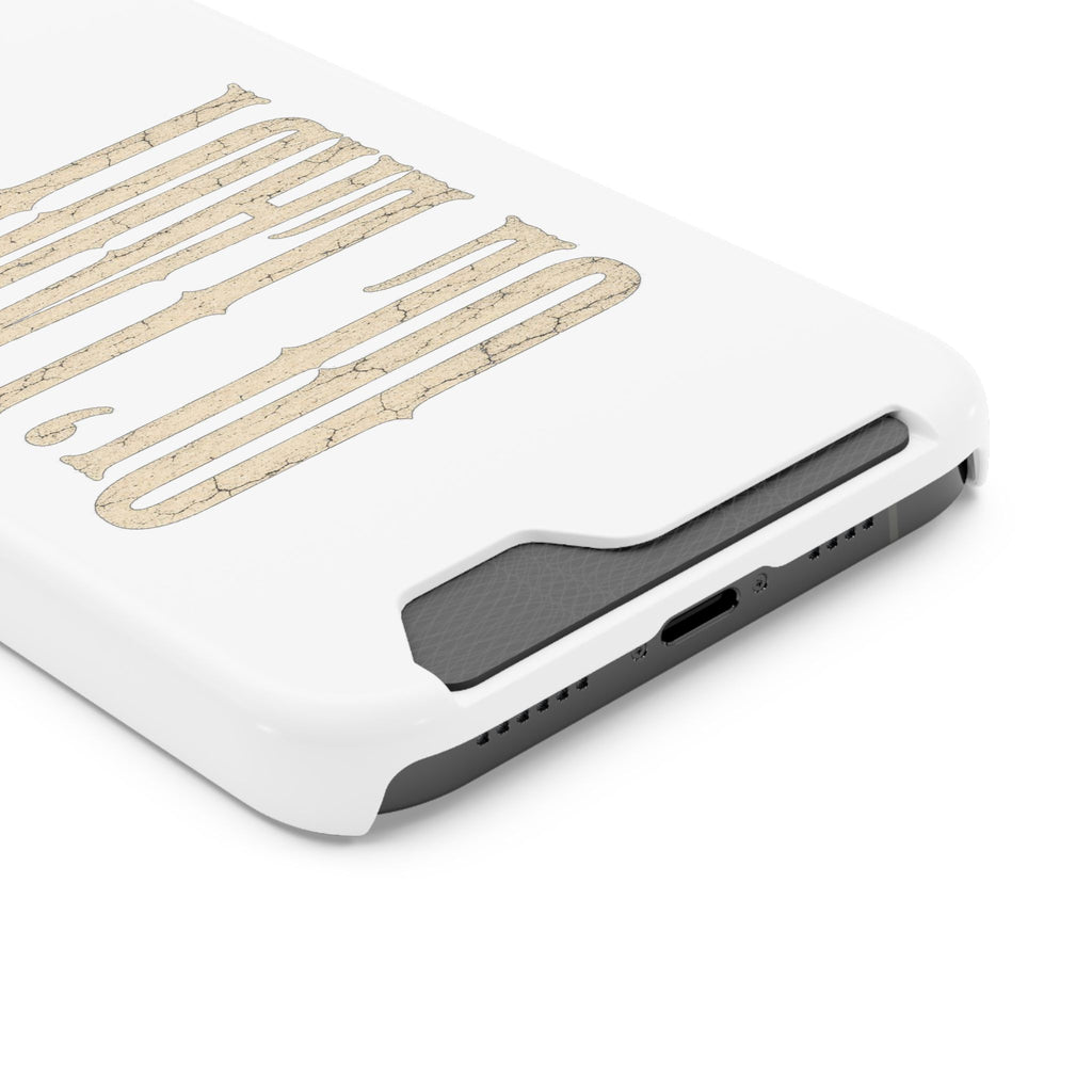 Card Holder Phone Case — Vintage Beige 'Old Soul' Typography