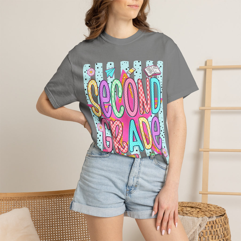 Second Grade T-Shirt — Cute Colorful School Tee for Teachers & Students
