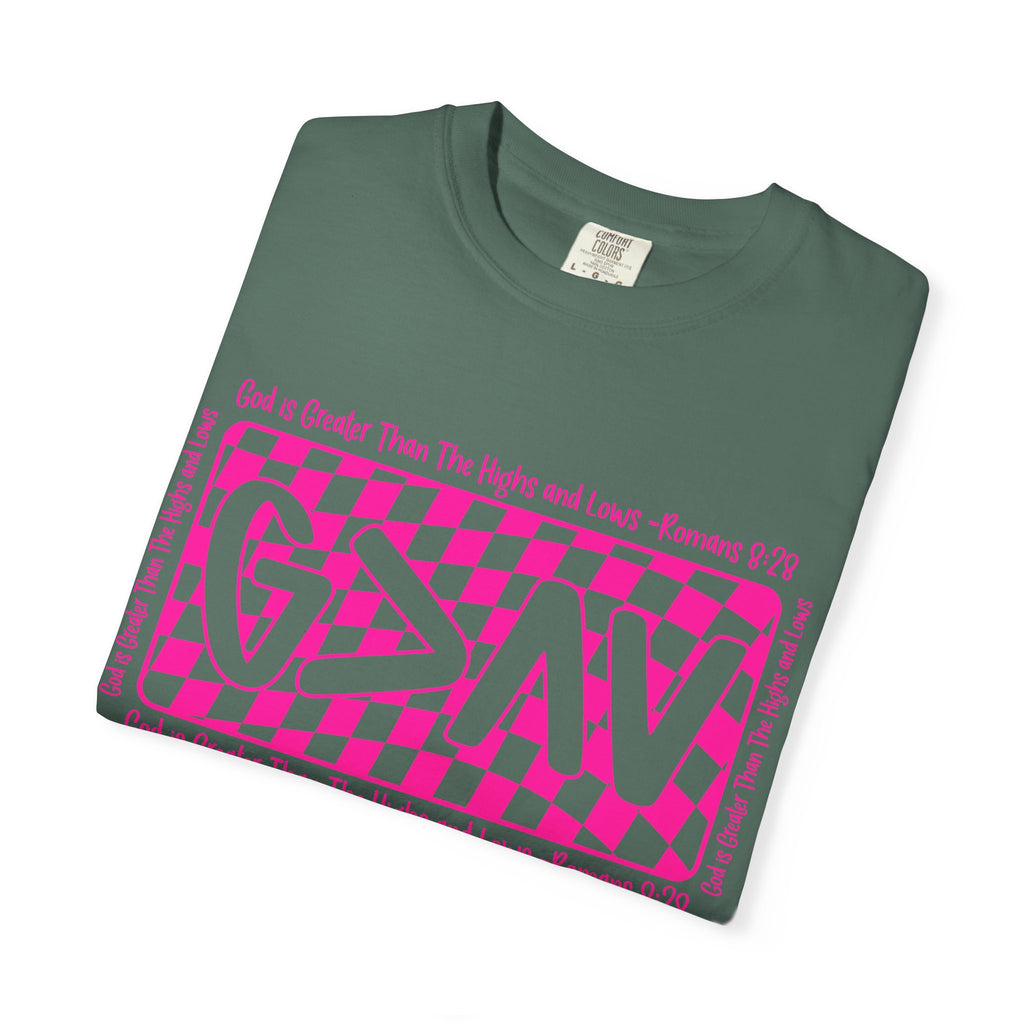 Good & Greater Checker Logo T-Shirt — Pink Graphic Tee