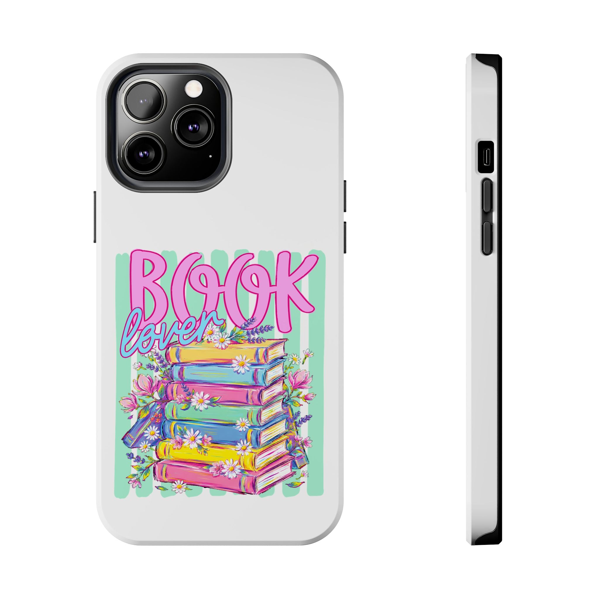 Book Lover Tough Phone Case — Colorful Stack of Books Floral Design