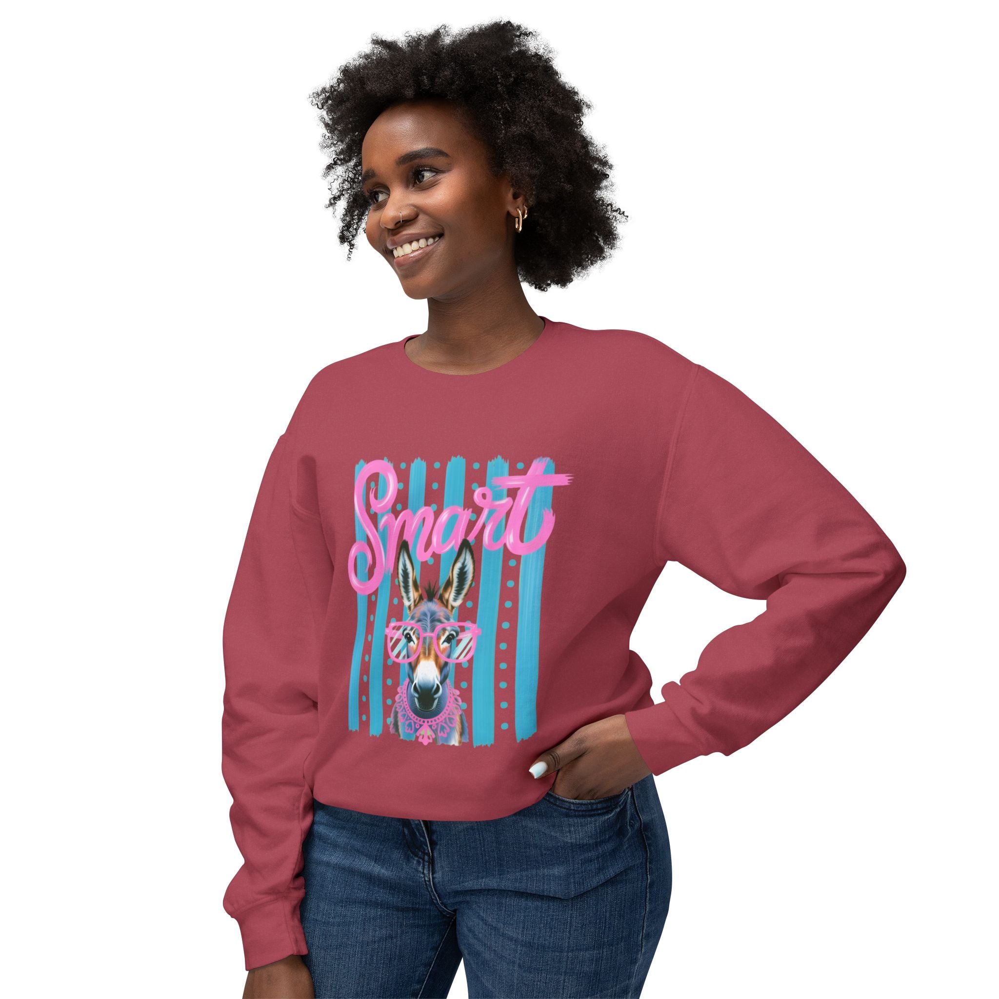 Donkey Sweet Crewneck Sweatshirt — 'Sweet' Colorful Donkey Graphic