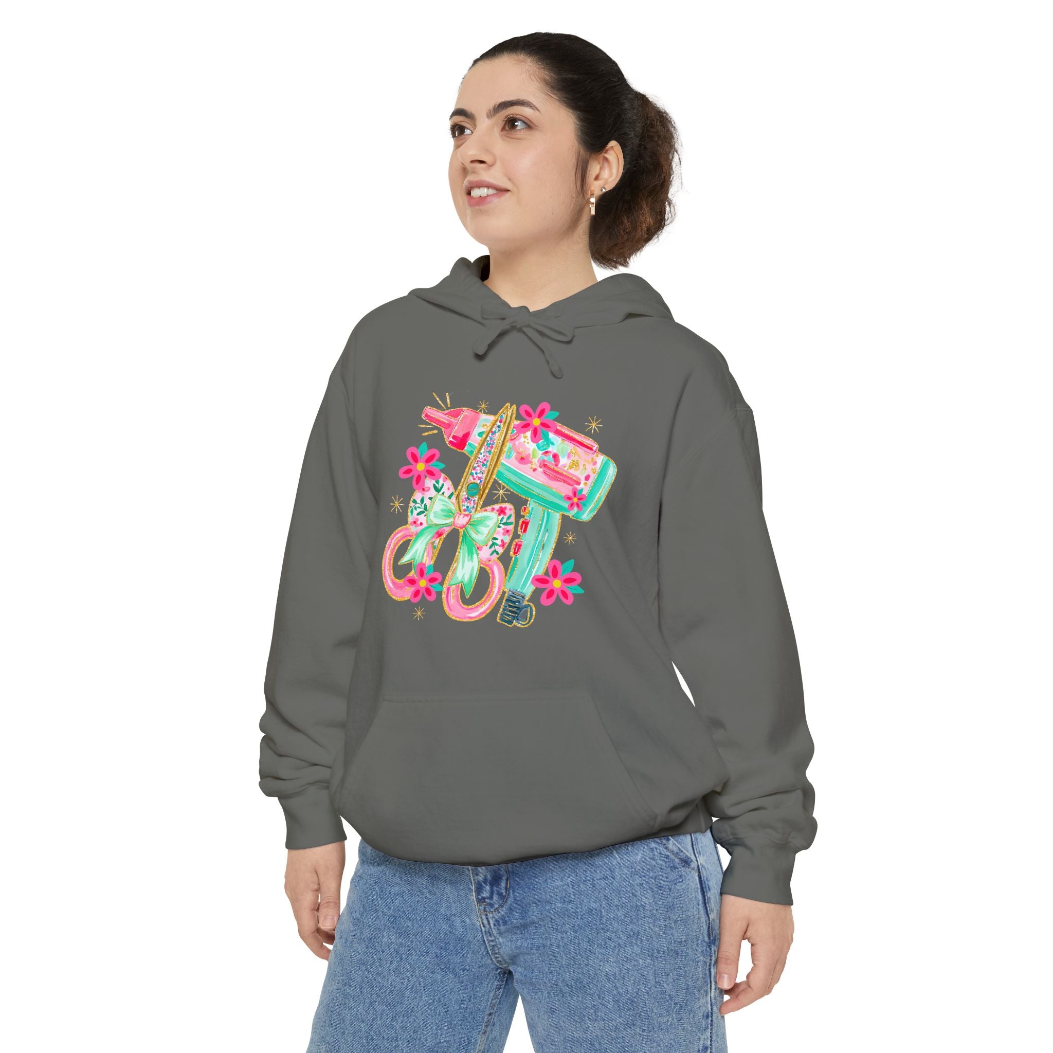 White Floral Scooter Hoodie — Retro Pink & Teal Vespa Design