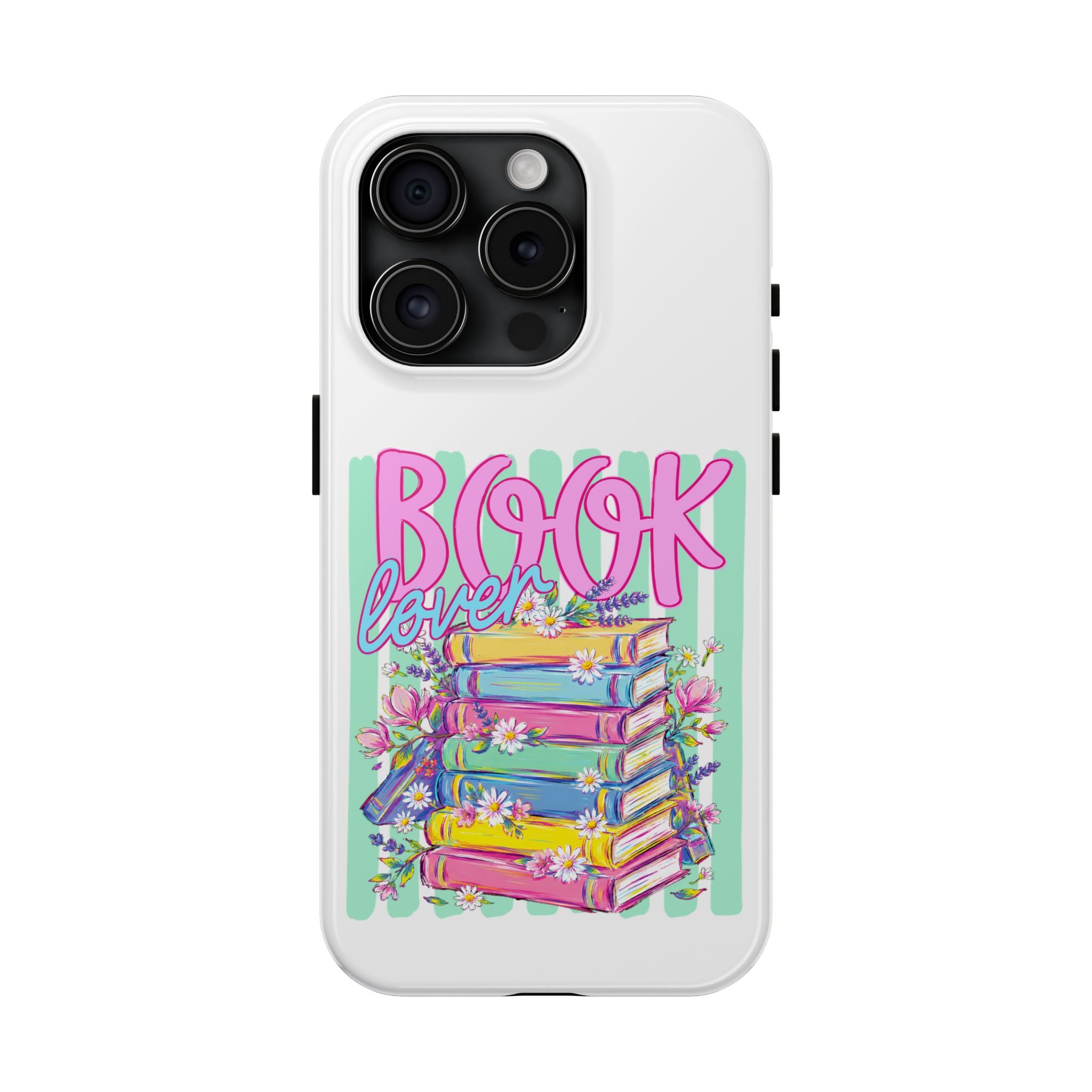 Book Lover Tough Phone Case — Colorful Stack of Books Floral Design