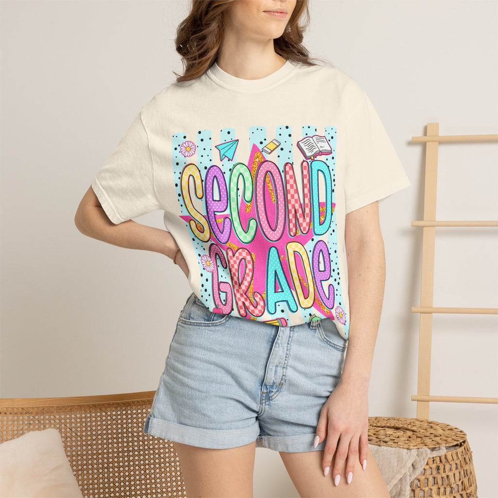 Second Grade T-Shirt — Cute Colorful School Tee for Teachers & Students