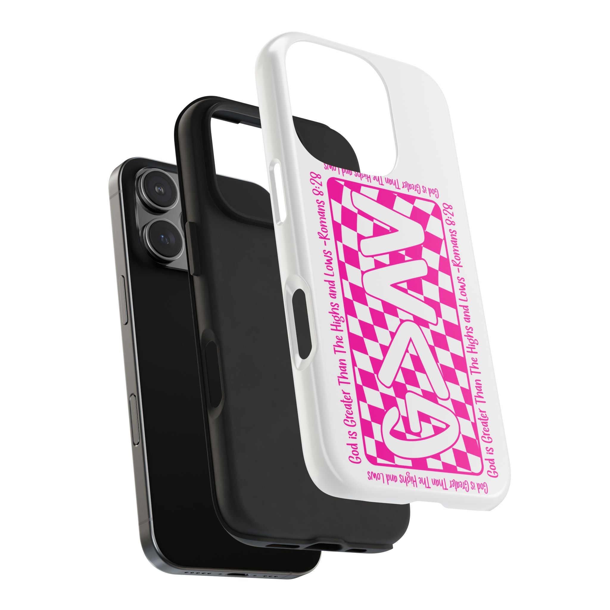 Pink Checker 'GAY' Tough Phone Case — Bold Pride Protective Cover