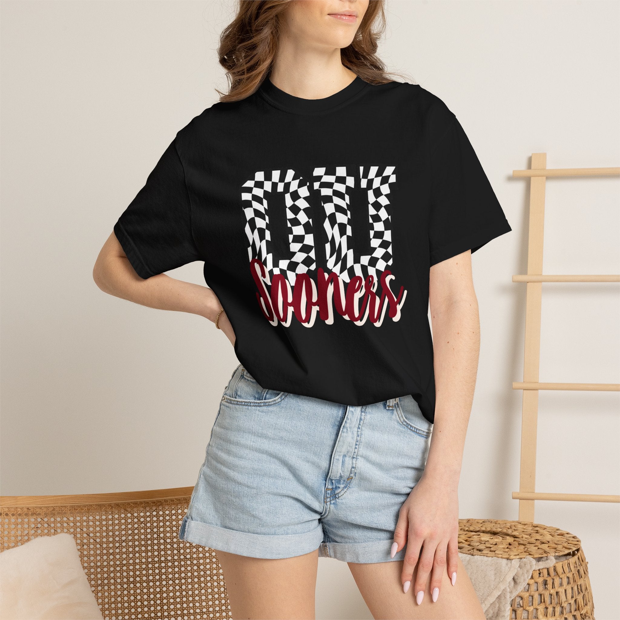 Sooners Checkerboard Tee — '00 Sooners' Vintage Game-Day T-Shirt
