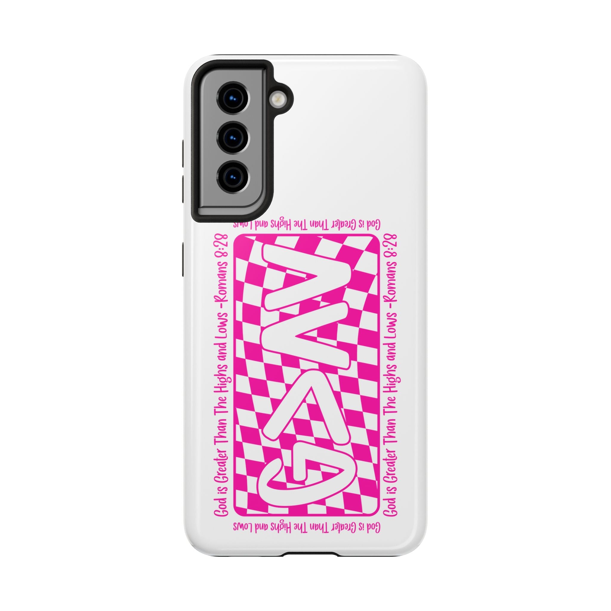 Pink Checker 'GAY' Tough Phone Case — Bold Pride Protective Cover
