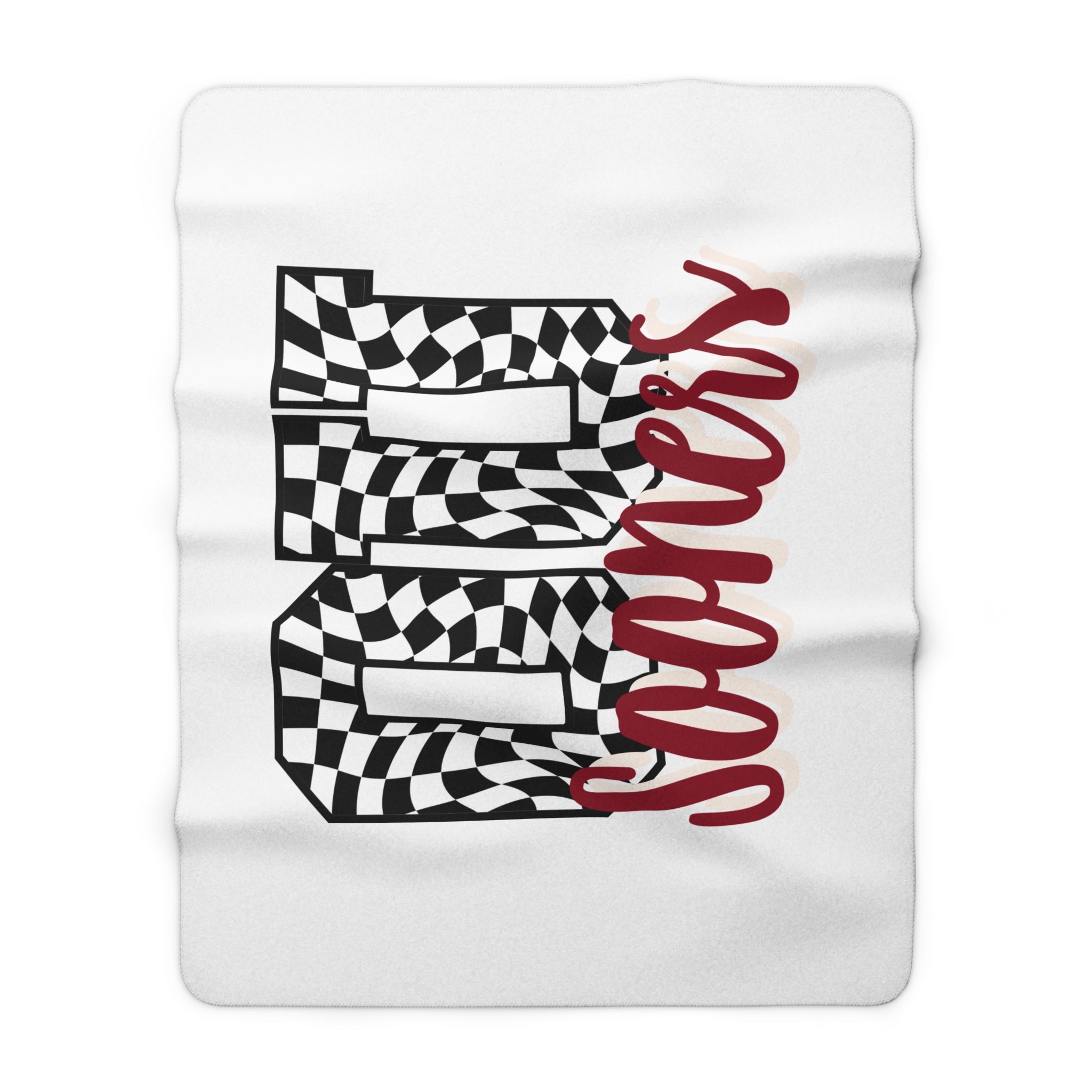 Sherpa Fleece Blanket — '00s Sooner Design (Checkered Number & Script)