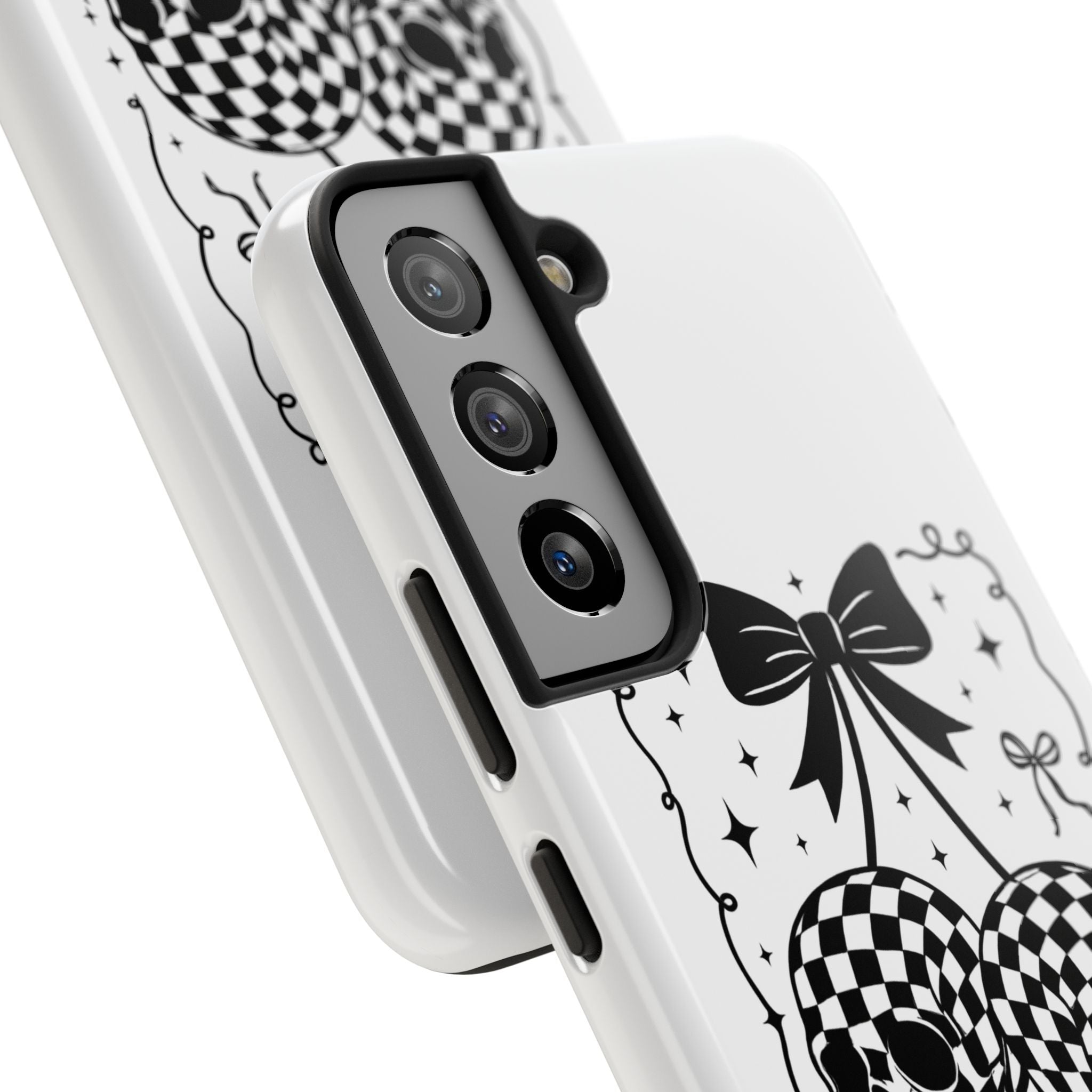 Skull Bow Phone Case - Checkerboard Gothic Tough Phone Case