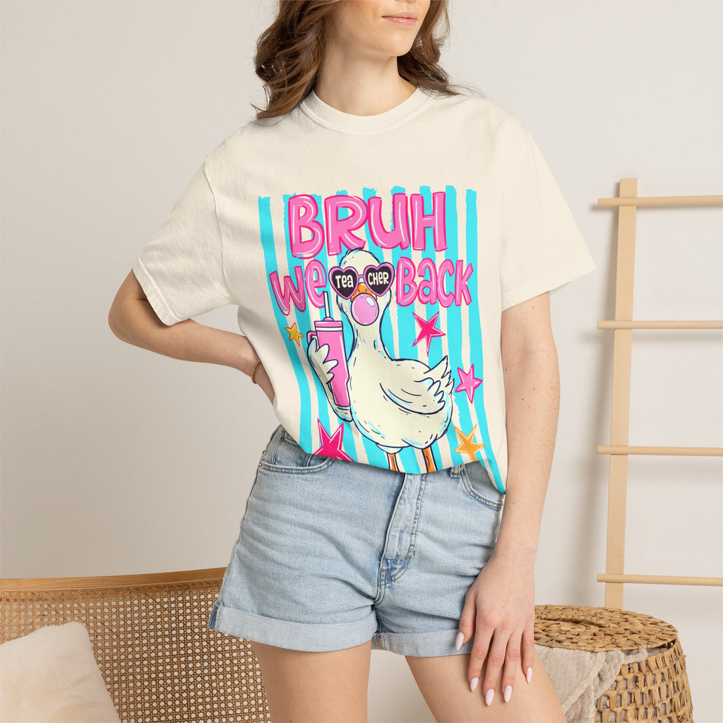 T‑Shirt — 'Bruh We Back' Duck Graphic Tee (Retro Pastel Streetwear)