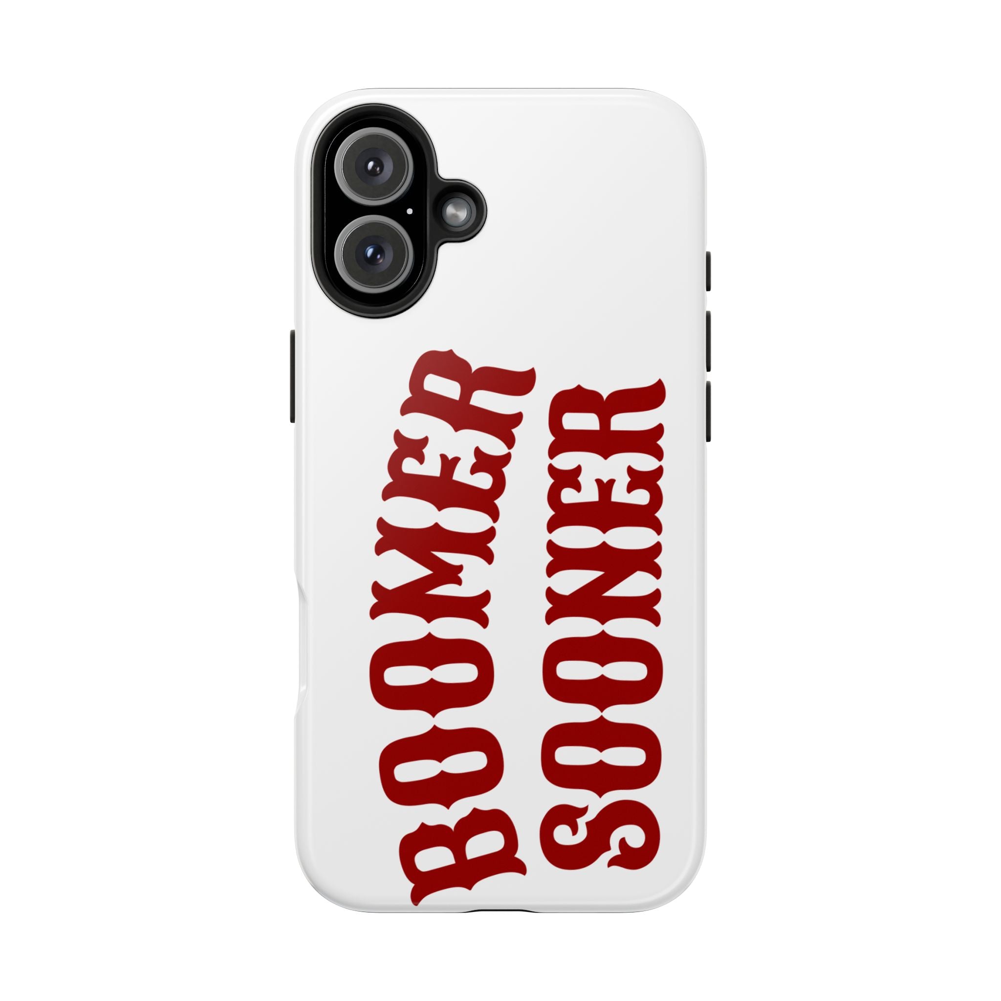 Boomer Sooner Tough Phone Case — Oklahoma Crimson Retro Text Protective Cover