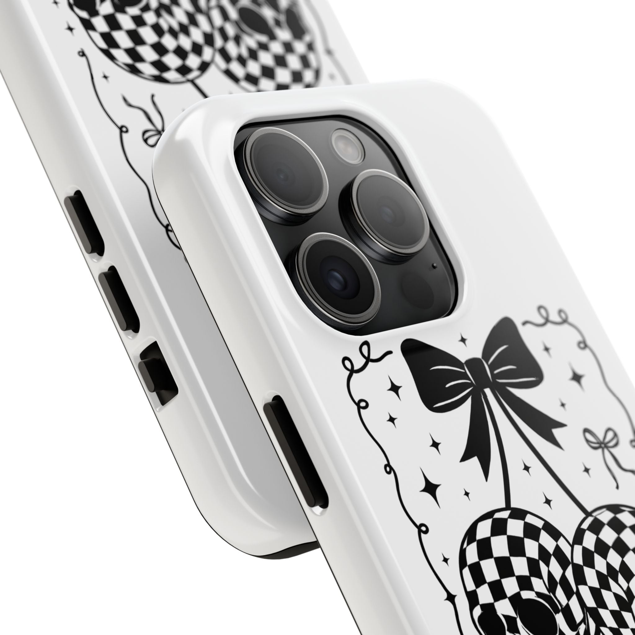 Skull Bow Phone Case - Checkerboard Gothic Tough Phone Case
