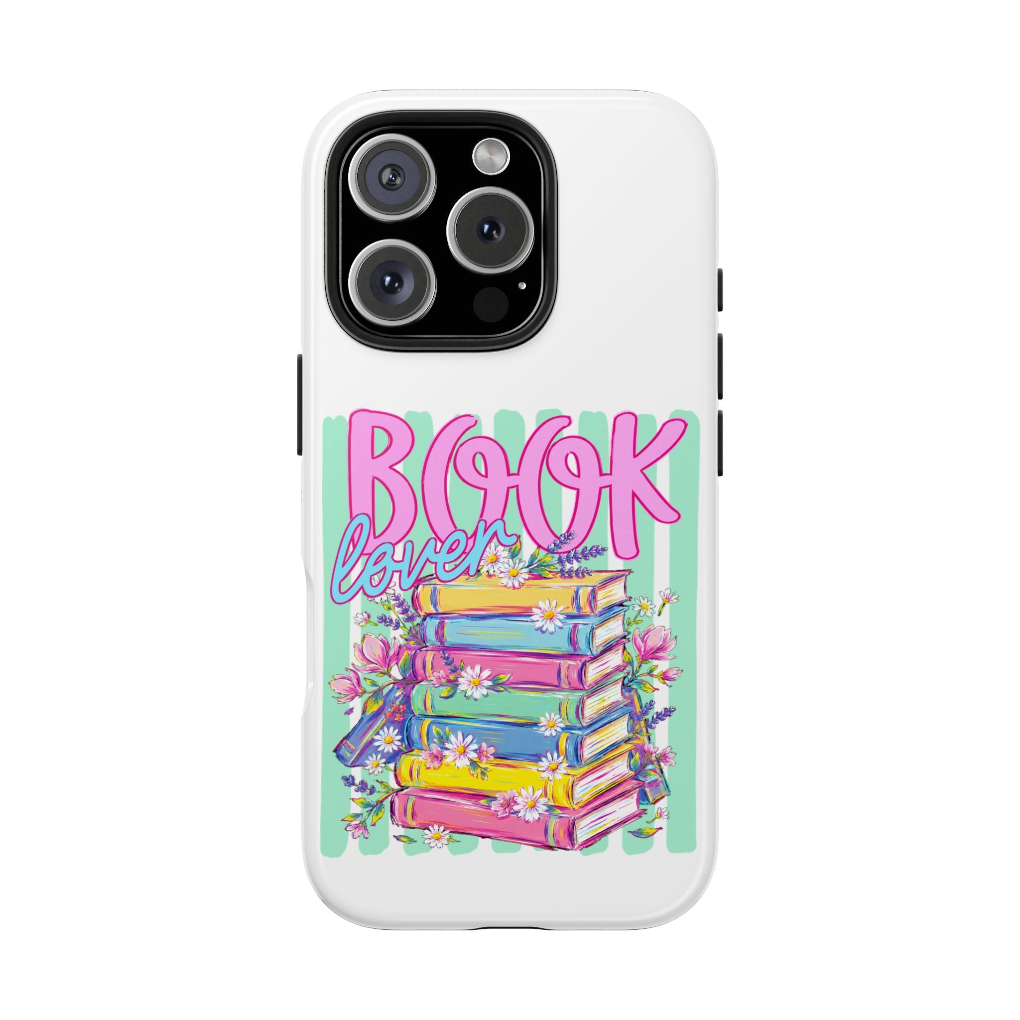 Book Lover Tough Phone Case — Colorful Stack of Books Floral Design
