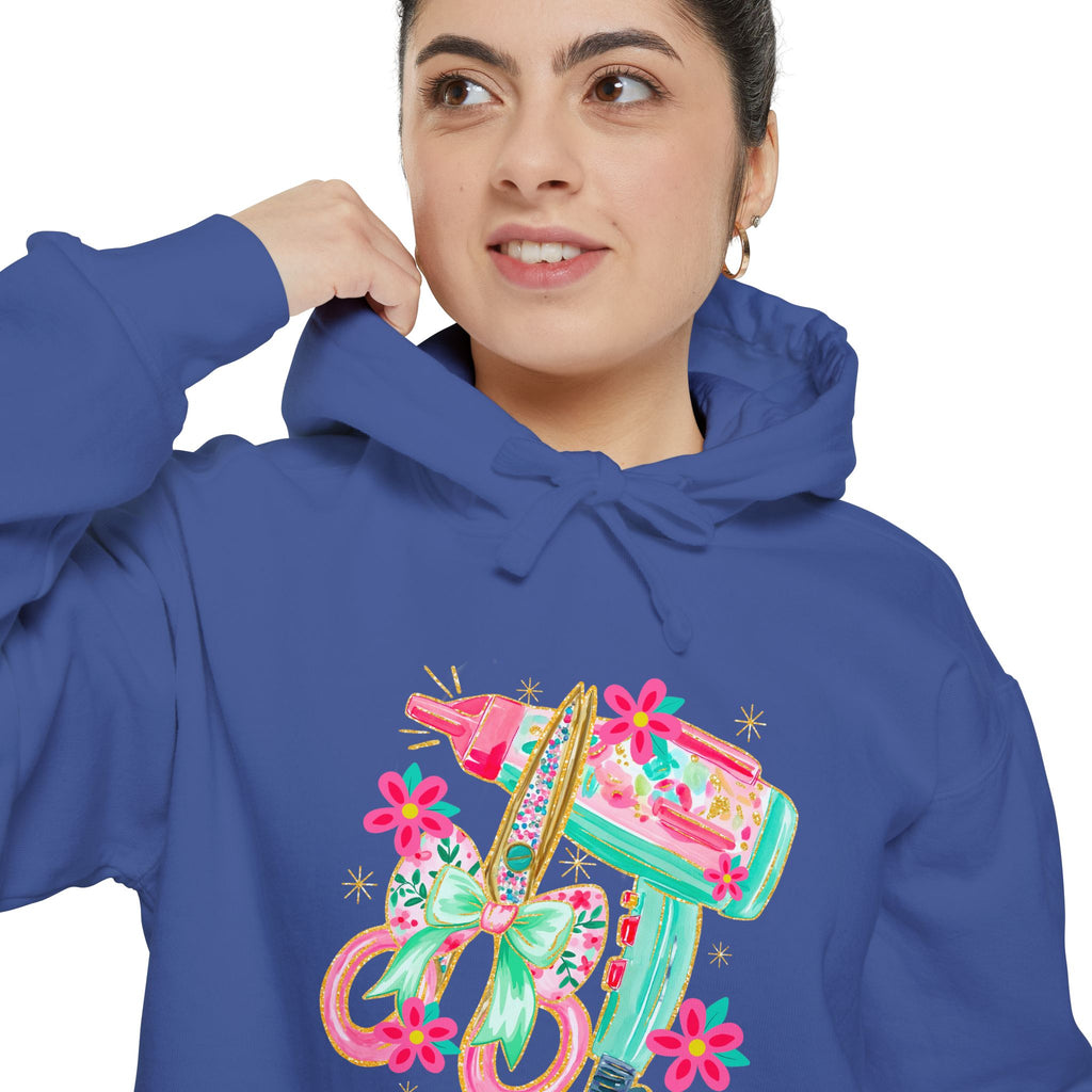 White Floral Scooter Hoodie — Retro Pink & Teal Vespa Design