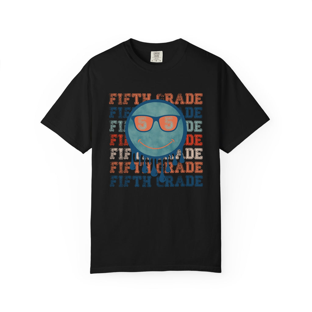 Fifth Grade Retro Smiley Tee - Melting Sunglasses Graphic