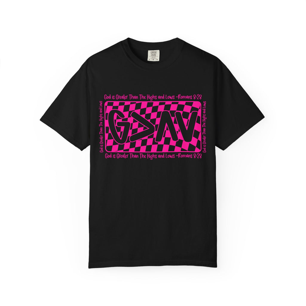 Good & Greater Checker Logo T-Shirt — Pink Graphic Tee