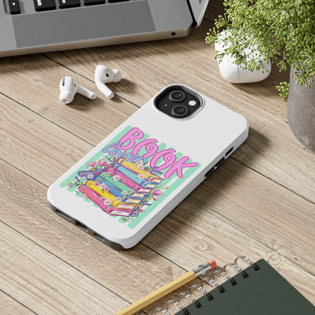Book Lover Tough Phone Case — Colorful Stack of Books Floral Design