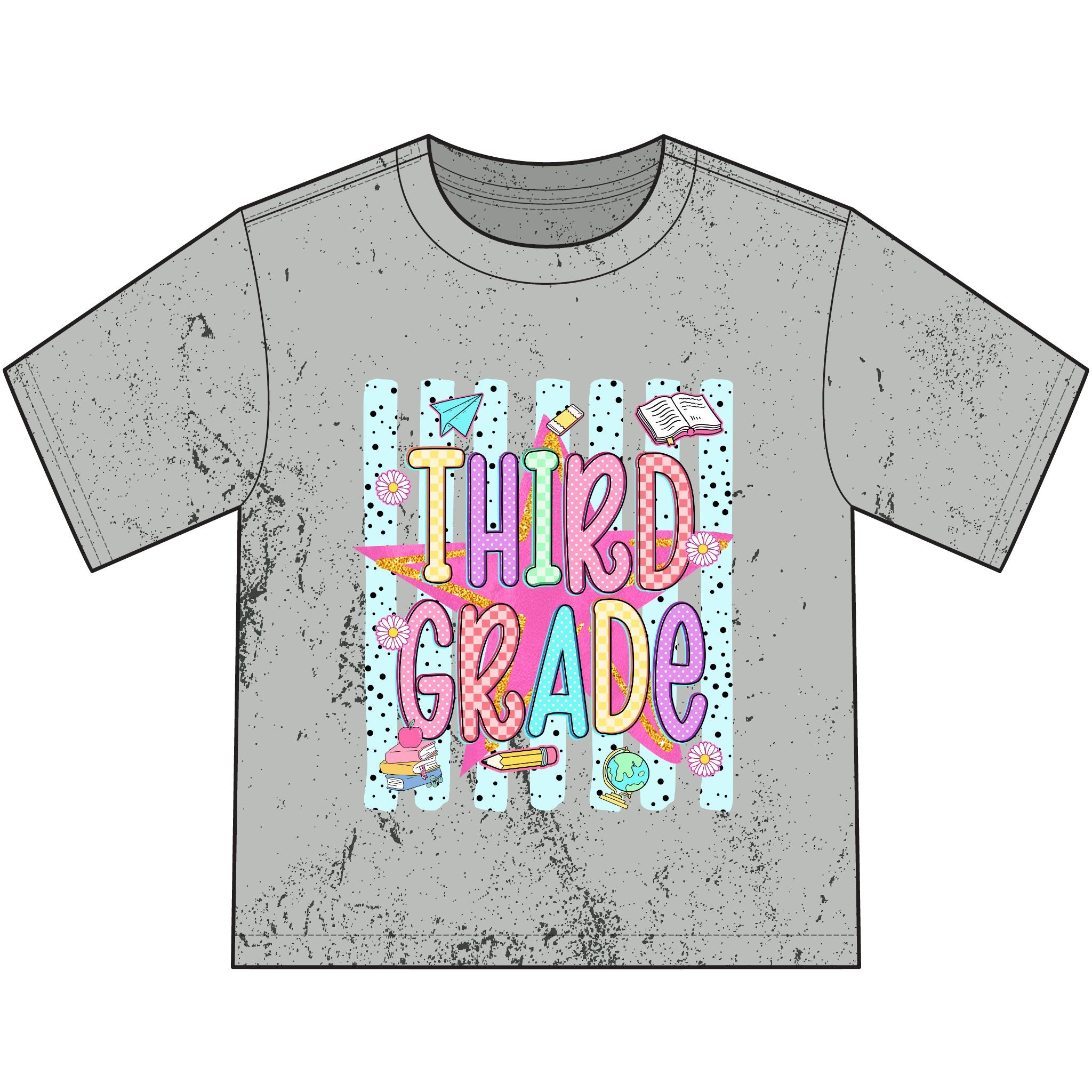 Third Grade Color Splash Youth T‑Shirt — Back-to-School Cute Classroom Tee