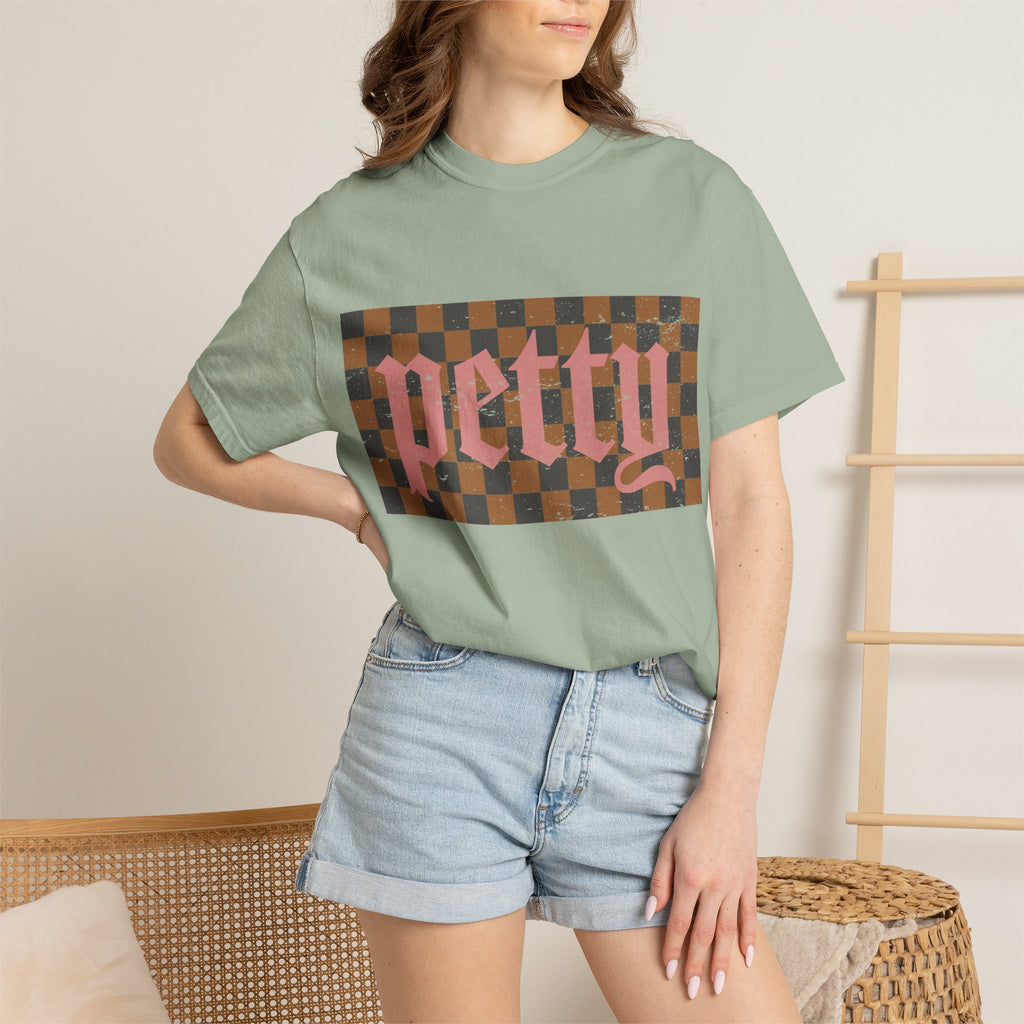 Pretty Checkerboard T-Shirt — Vintage Gothic Script Graphic Tee
