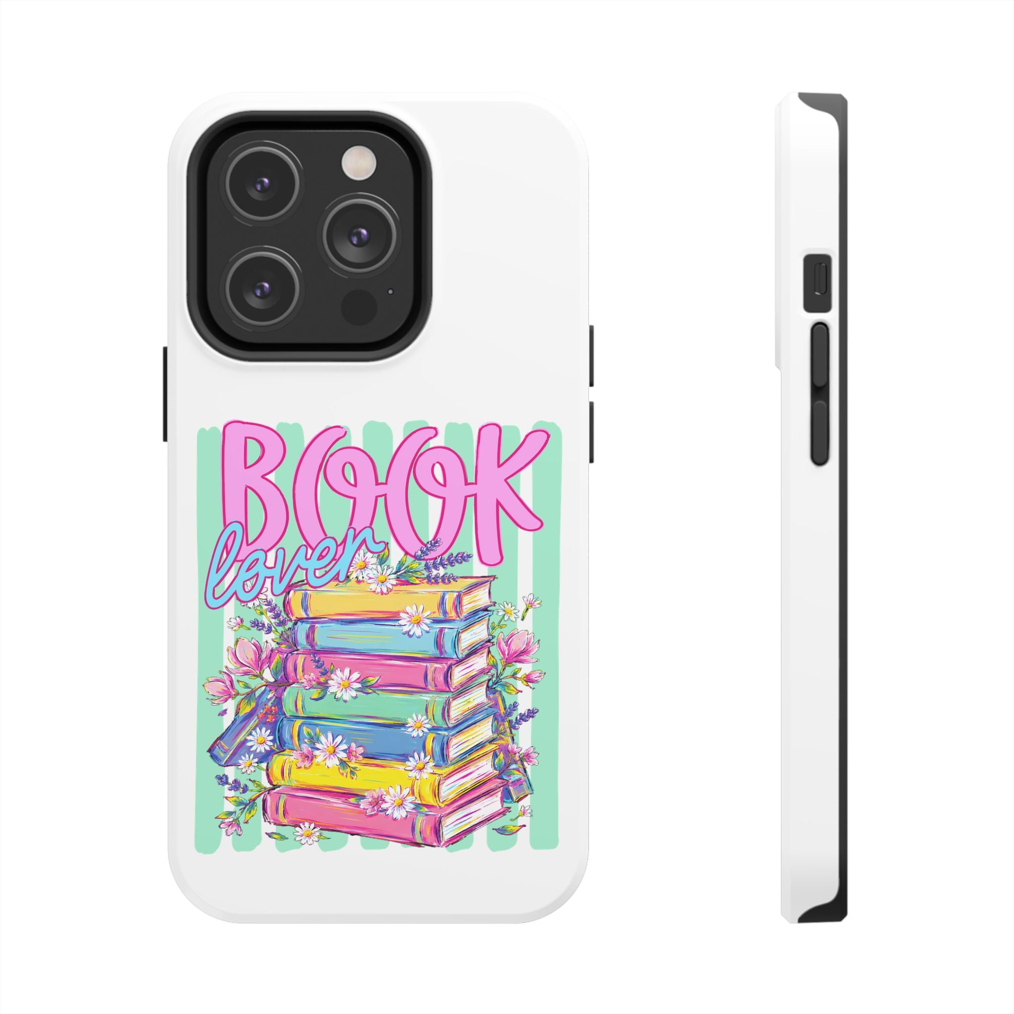 Book Lover Tough Phone Case — Colorful Stack of Books Floral Design