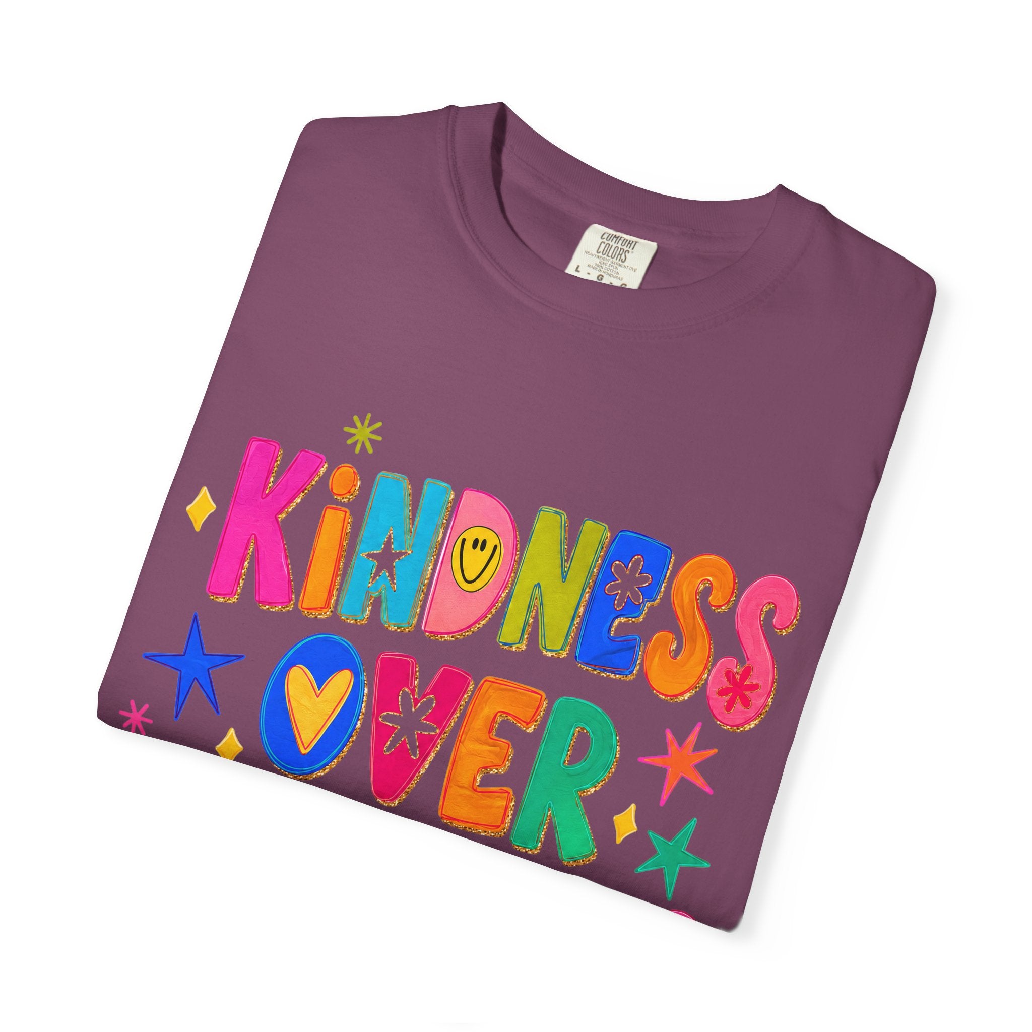 Kindness Over Coolness Graphic T-Shirt — Colorful Positive Message Tee