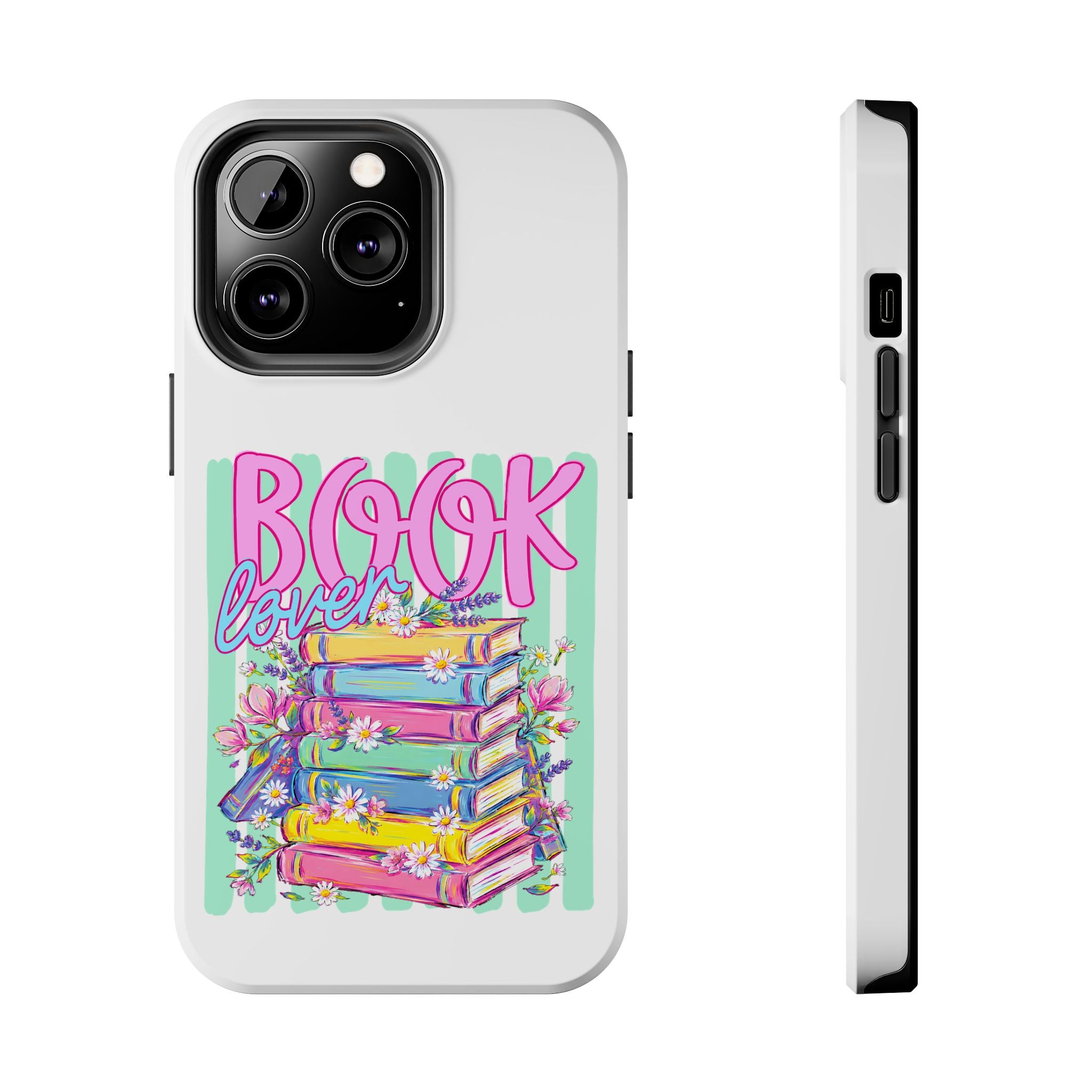 Book Lover Tough Phone Case — Colorful Stack of Books Floral Design