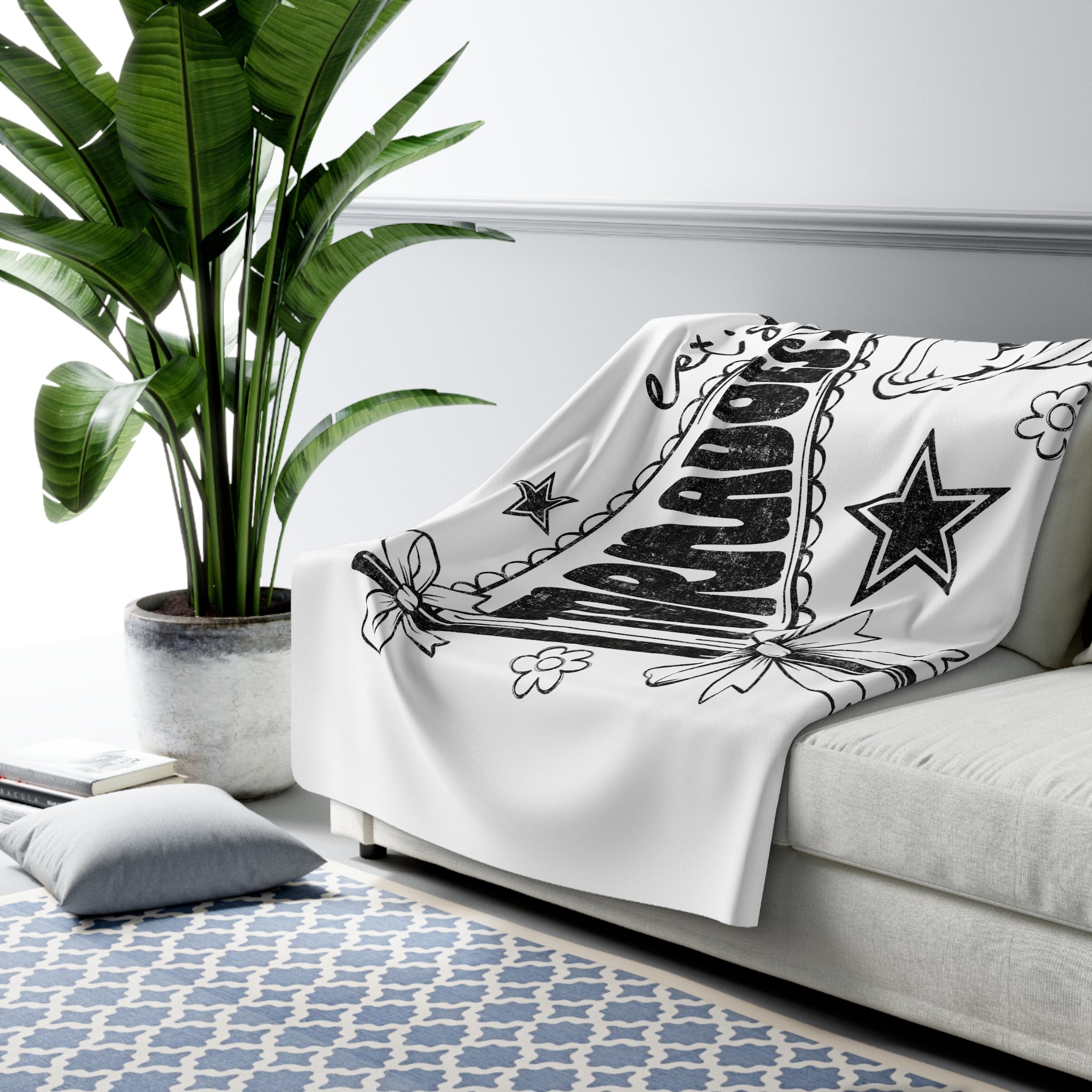 Sherpa Fleece Blanket - 'Let's Go Troopador' Camping Vibes Throw for Campers & Outdoor Lovers