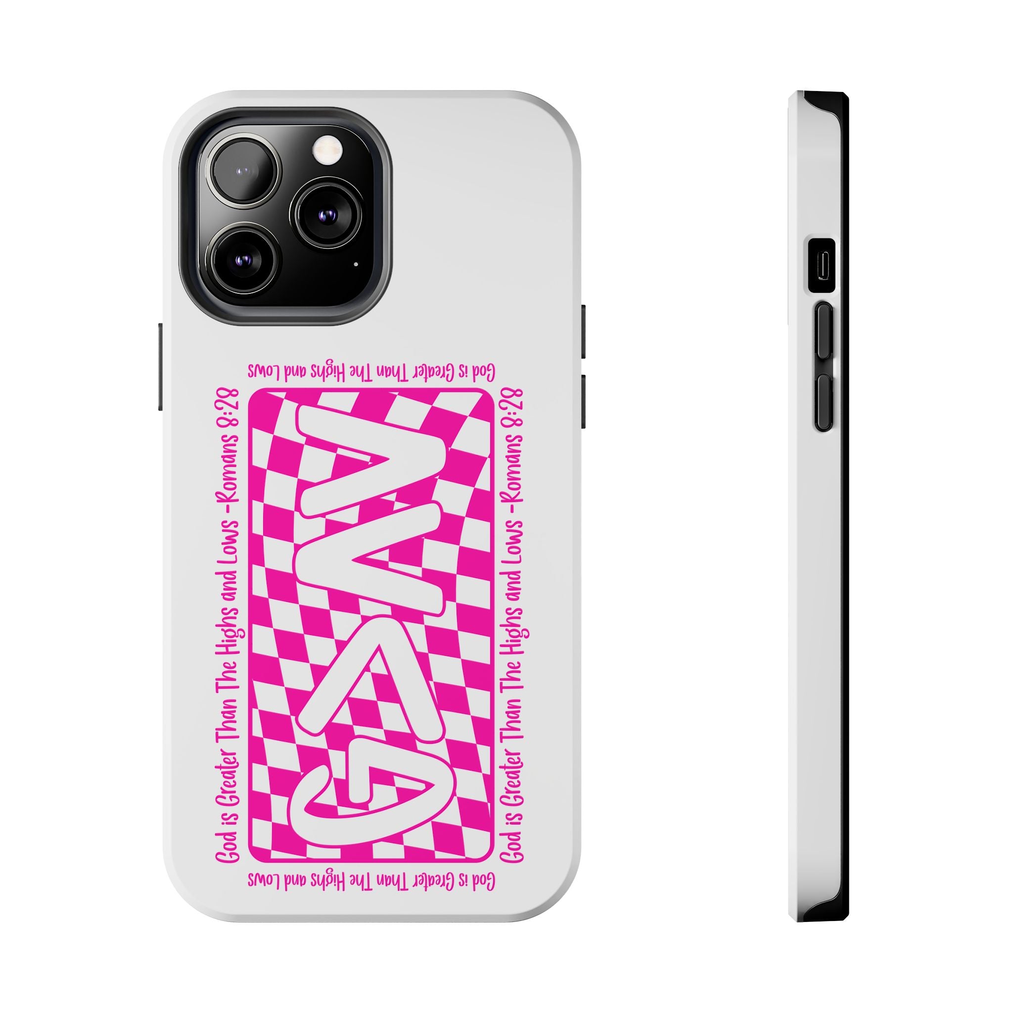 Pink Checker 'GAY' Tough Phone Case — Bold Pride Protective Cover