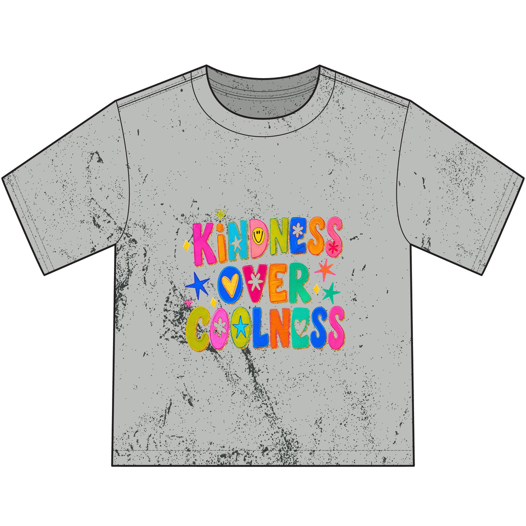 Kindness Over Coolness Youth T‑Shirt — Colorful Retro Kids Tee