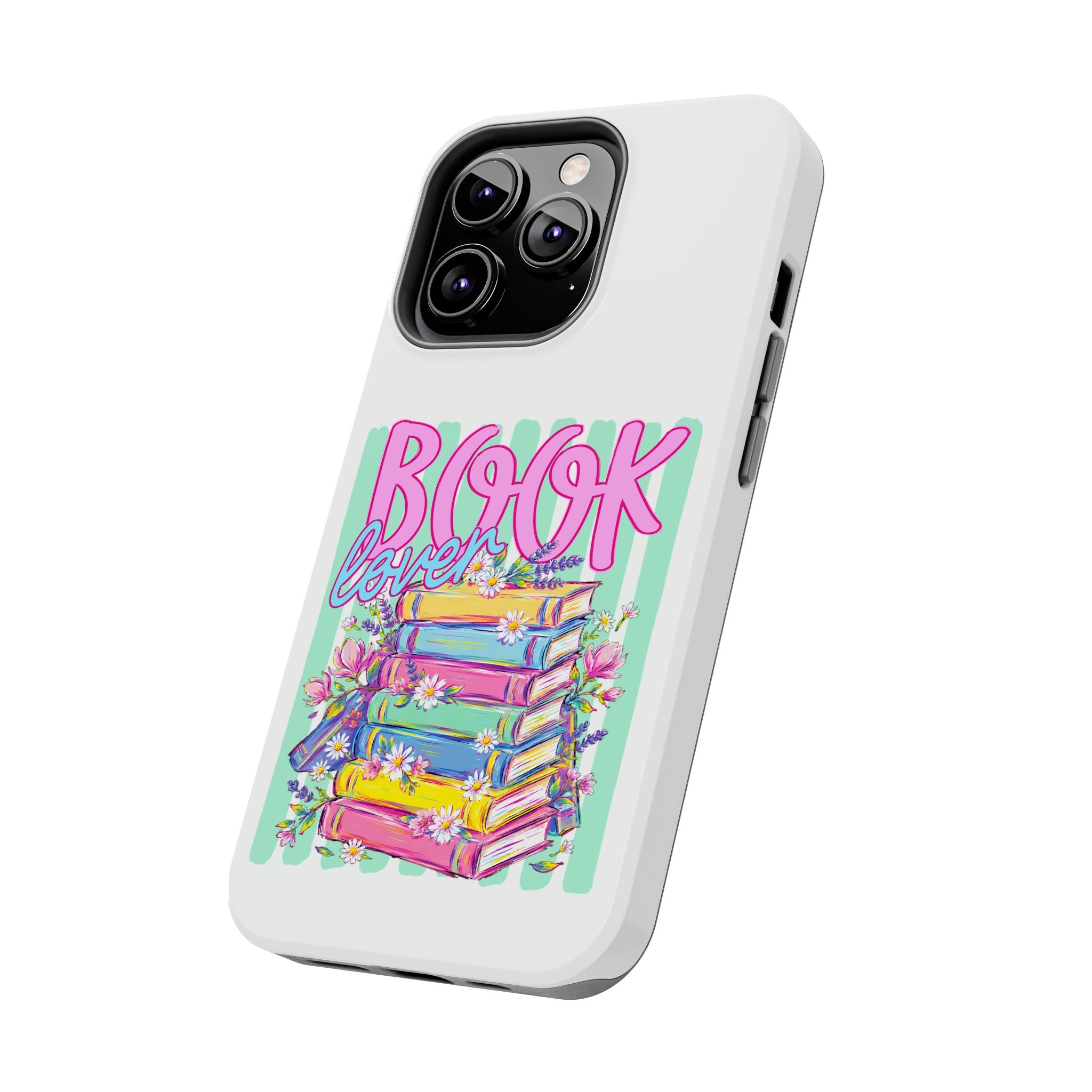 Book Lover Tough Phone Case — Colorful Stack of Books Floral Design